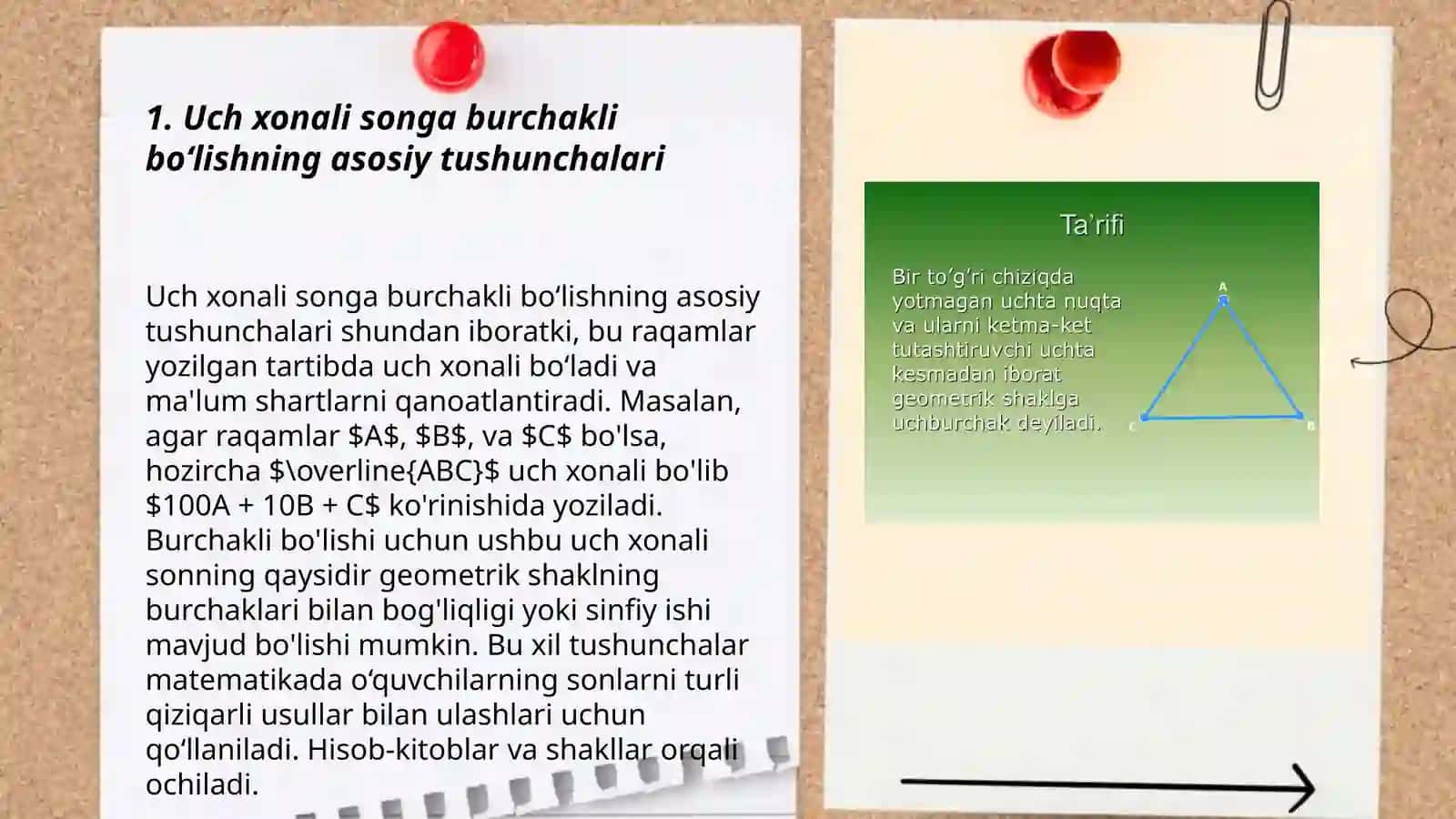 Uch xonali songa burchakli bõlish 3