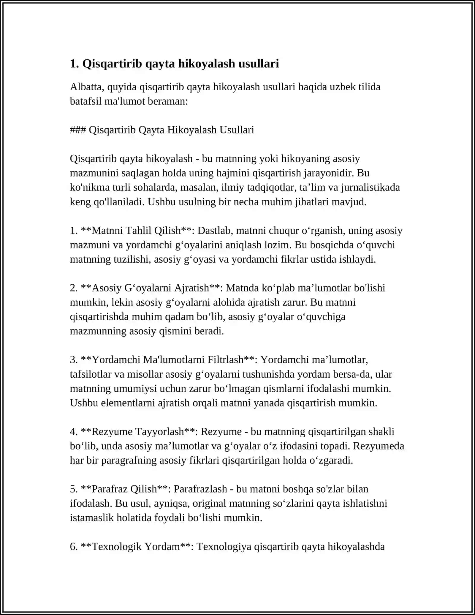 Qisqartirib Qayta Hikoyalash Usullari 3