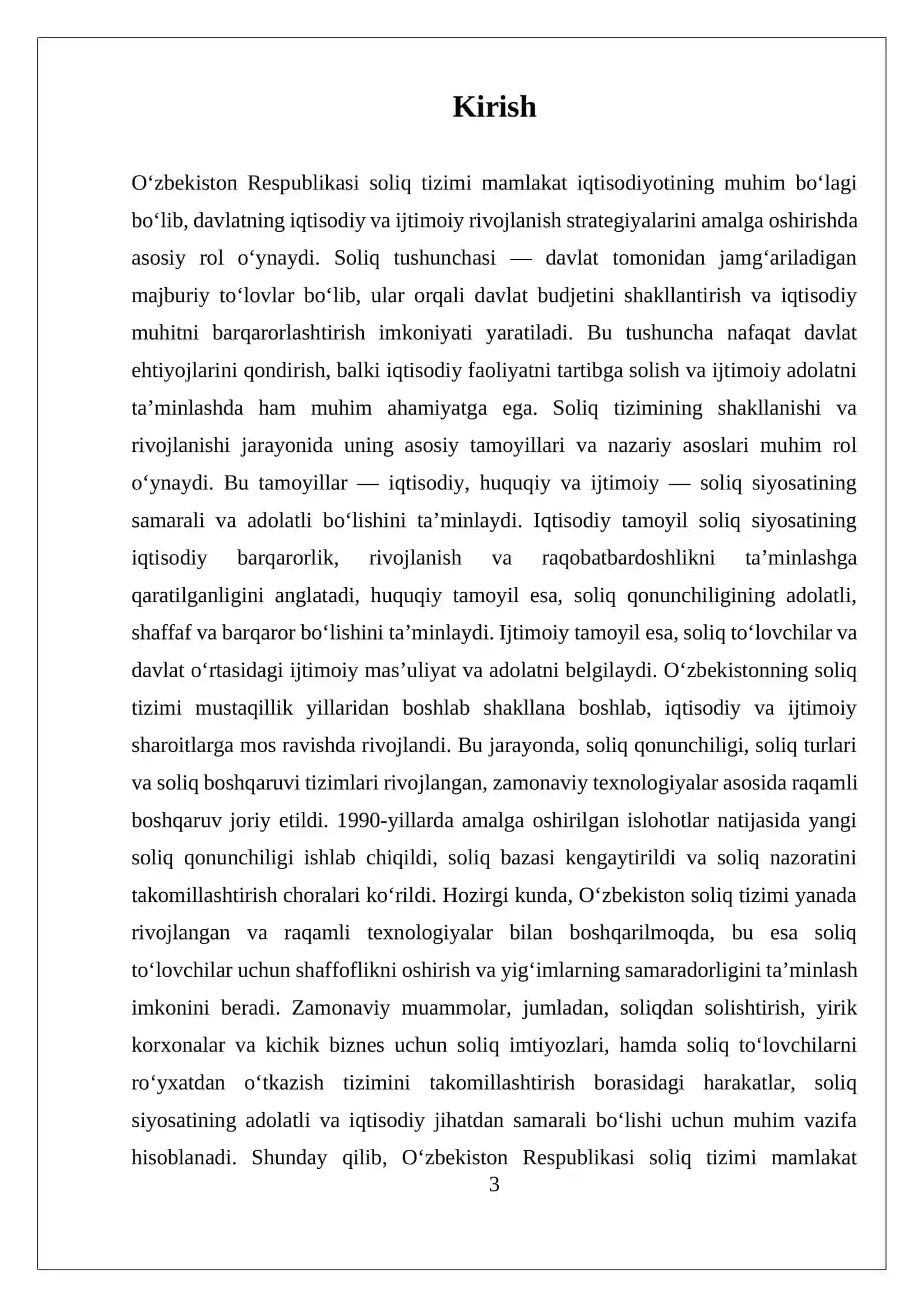 O‘ZBEKISTON RESPUBLIKASI SOLIQ TIZIMI VA UNING SHAKLLANISHINI NAZARIY ASOSLARI 3