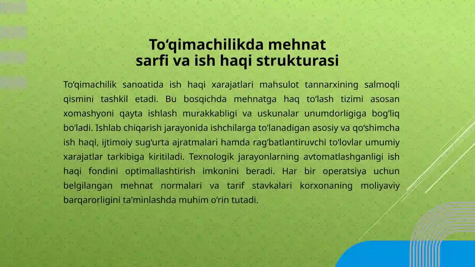 To‘qimachilik korxonalarida ish haqi xarajatlarini hisoblash va tahlil qilish 3
