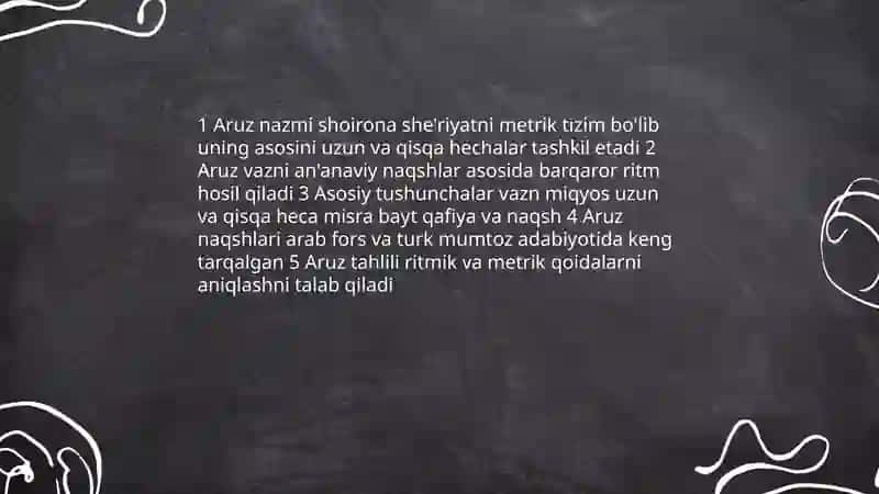 Aruz va uning tarkibiy qismlarini örganish 3