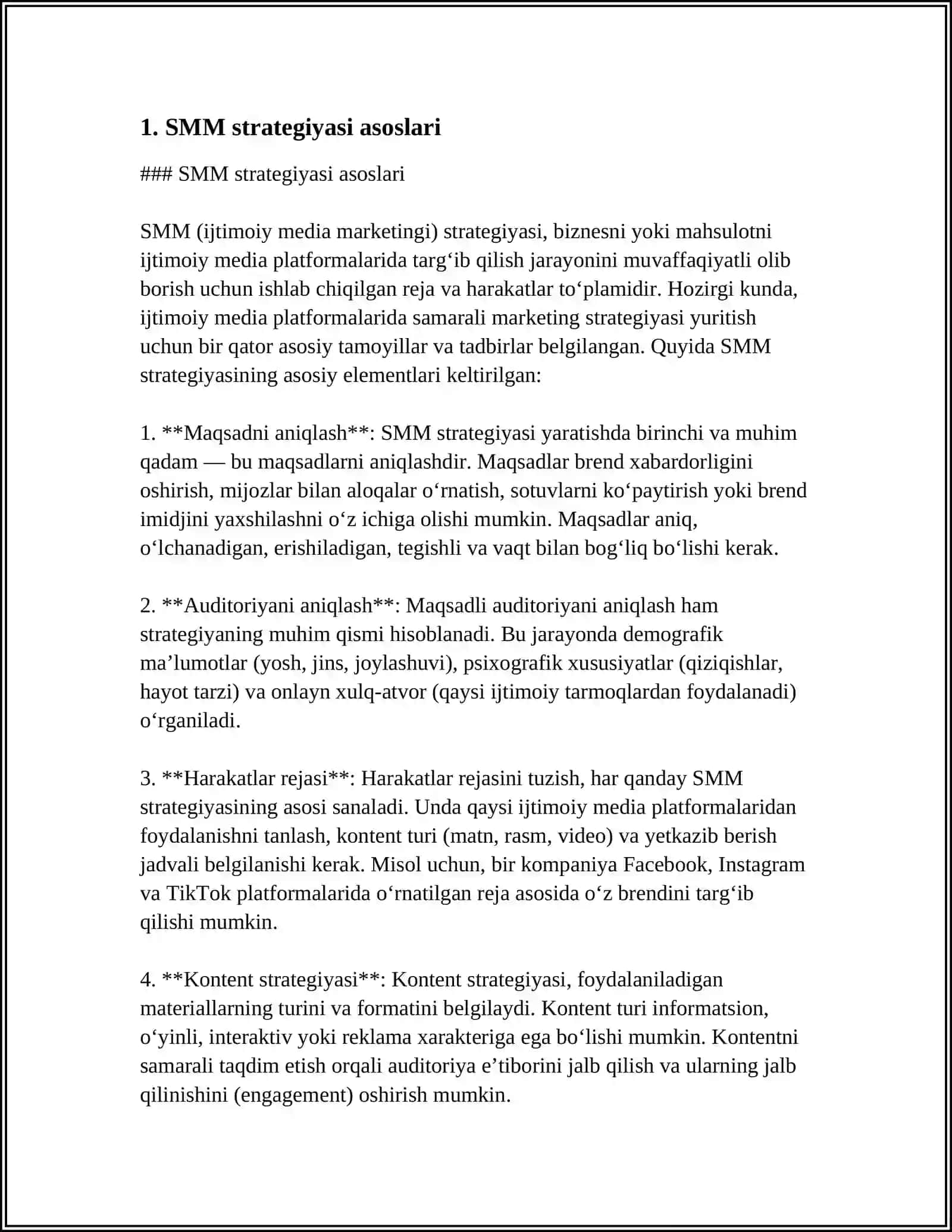 SMM STRATEGIYASI VA TA'LIMIY IJTIMOIY KANALLARNI YARATISHGA STRATEGIYA TUZISH 3