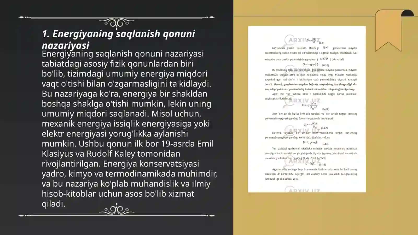 Energiyaning saqlanish qonuni. Elektromagnit maydon impulsi 3