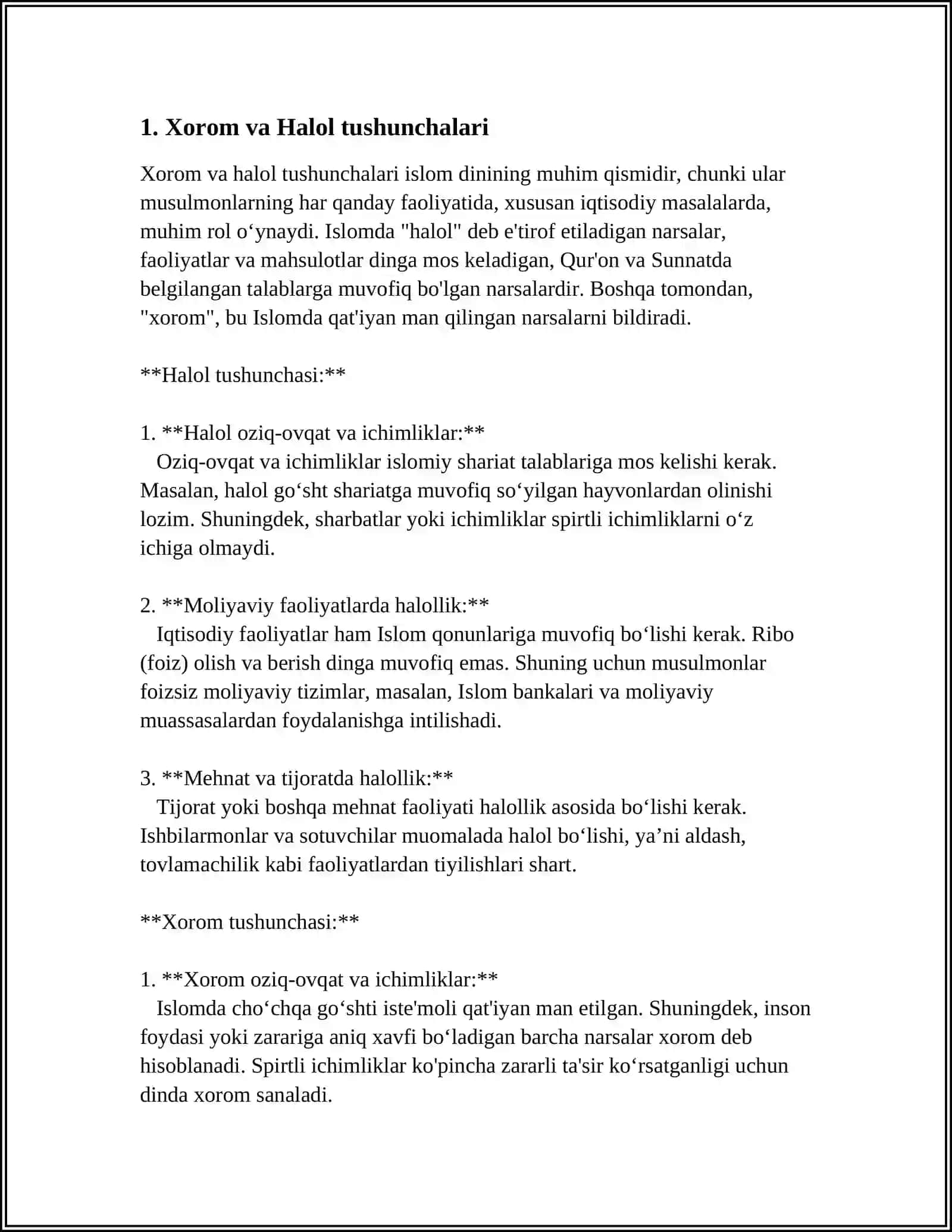 HALOL VA XAROM GAP BÕLAKLARI TARTIBI 3