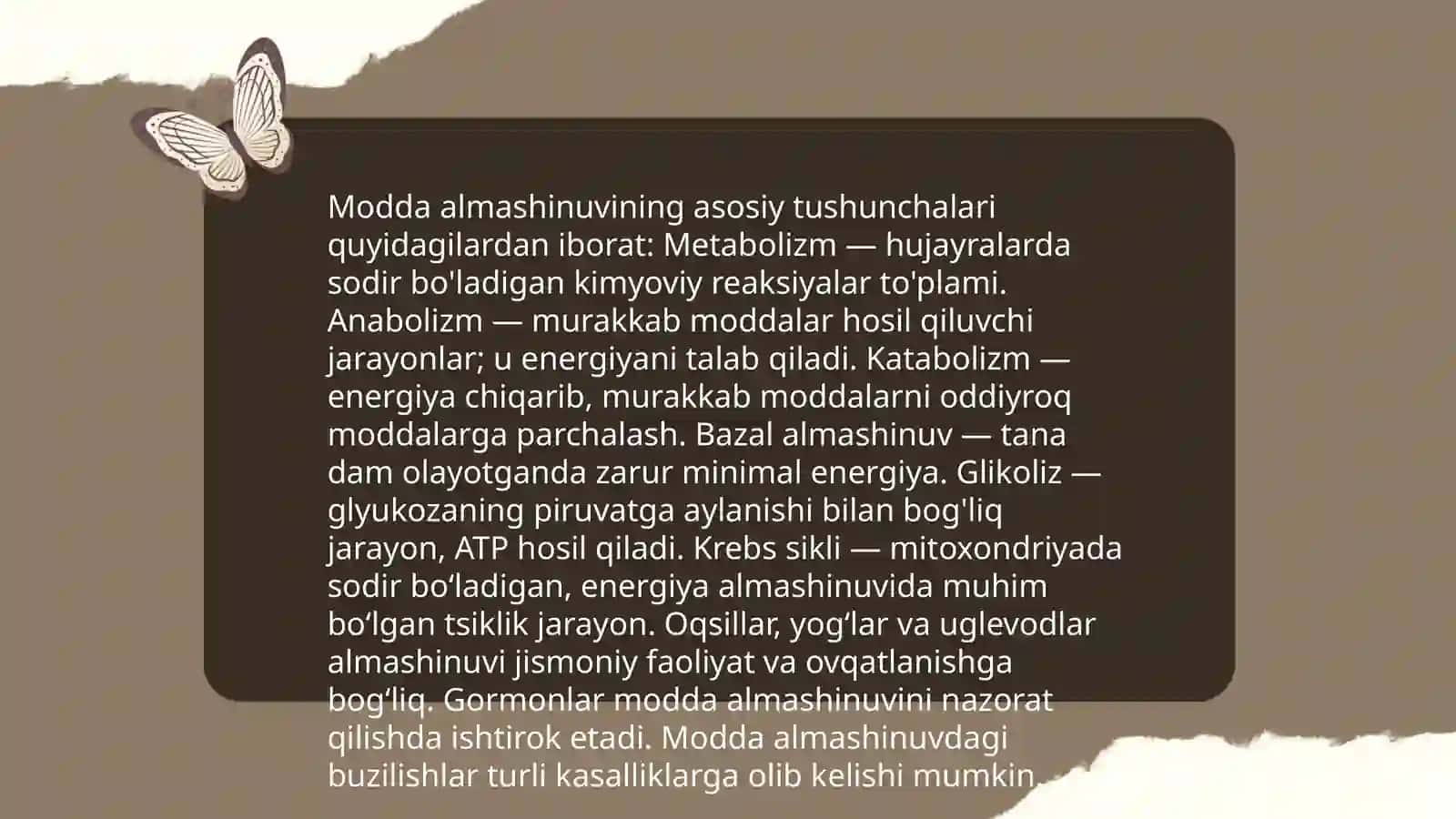 Modda va energiya almashinuvi 3