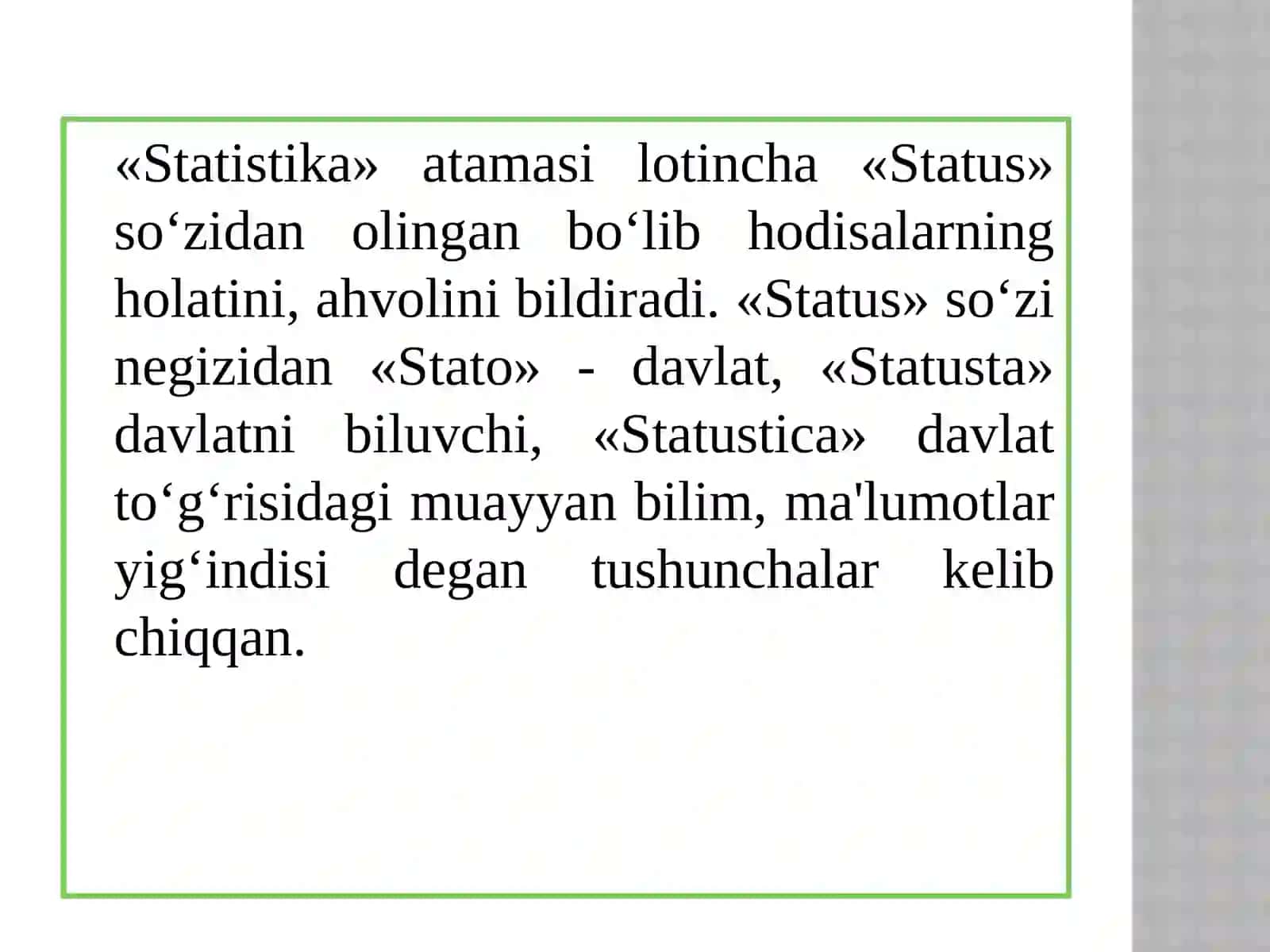STATISTIKA FANINING PREDMETI, METODI VA TASHKIL ETILISHI 3