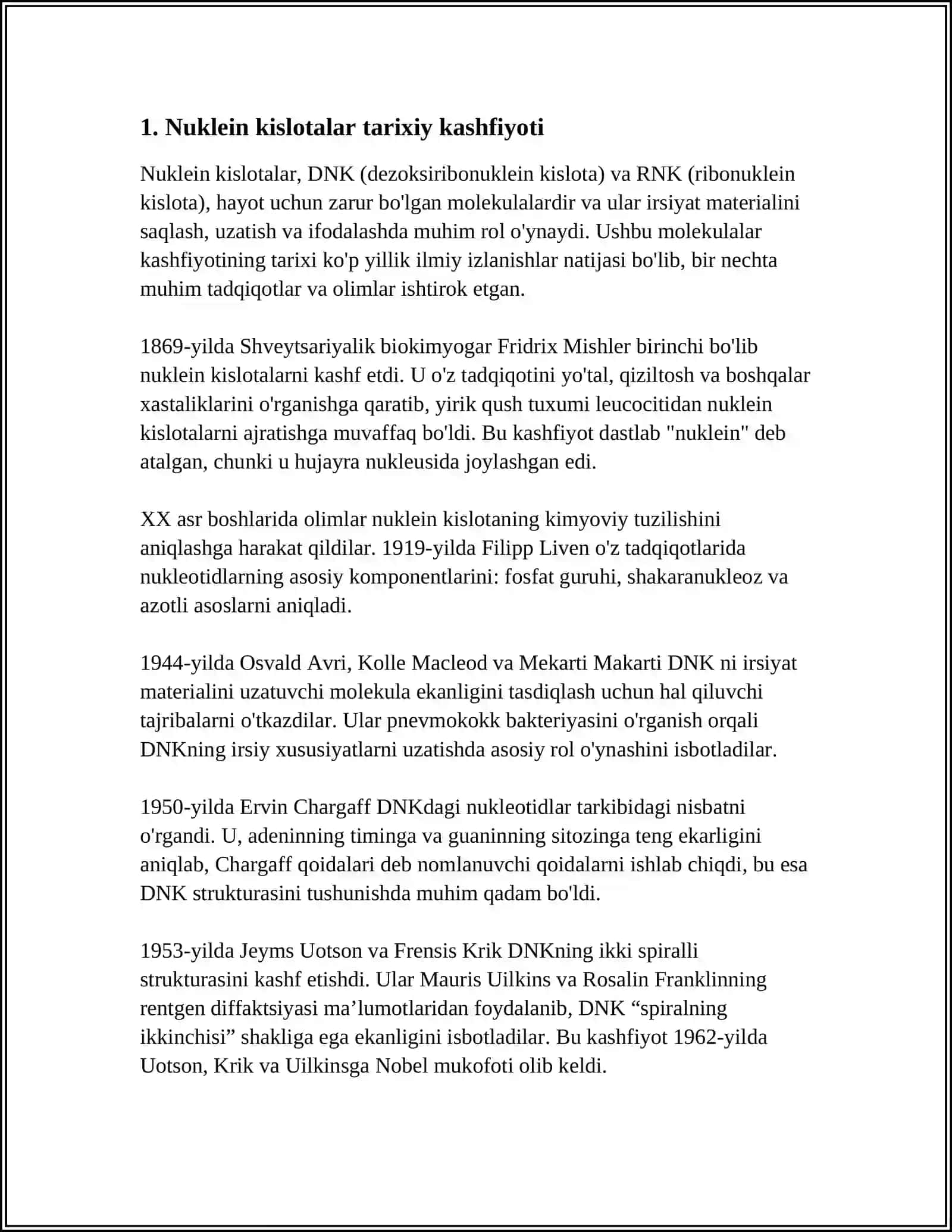 NUKLEIN KISLOTALARNING TUZILISHI DNK VA RNK 3