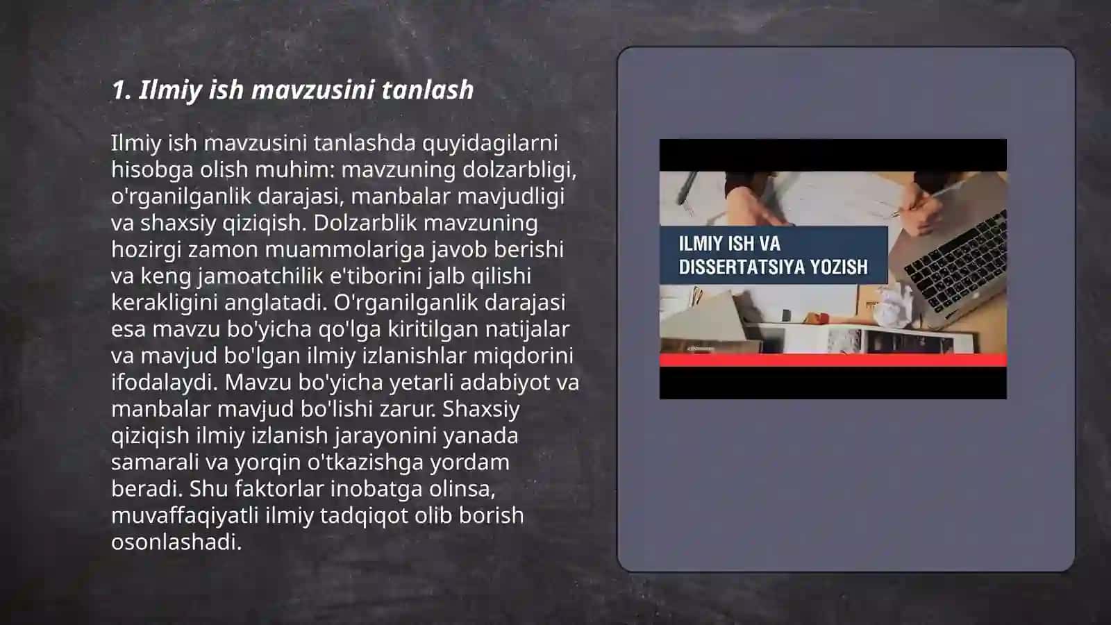 Ilmiy ishlarni tayyorlash,strukturalash va yozish 3