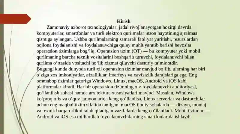 Zamonaviy operatsion tizimlarning qiyosiy tahlili 3