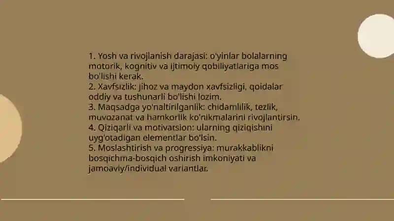 Katta yoshdagi bolalarga beriladigan harakatli o'yinlarni o'rgatish 3