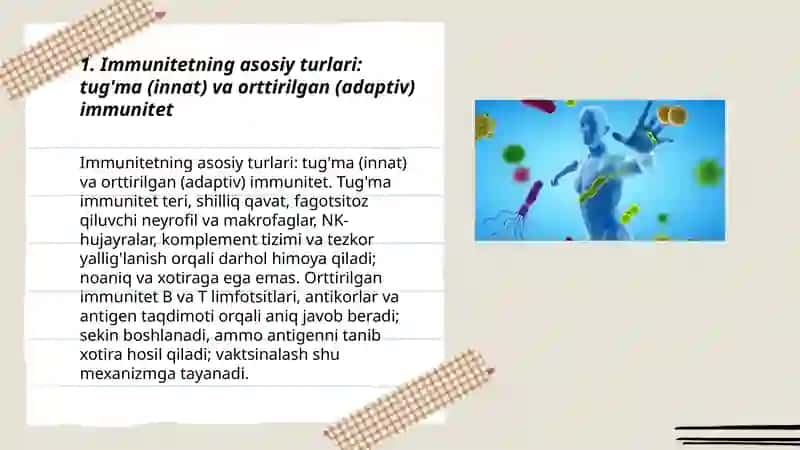 Immunitet va mikroorganizmlar va ular keltirib chiqaradigan kasalliklar 3