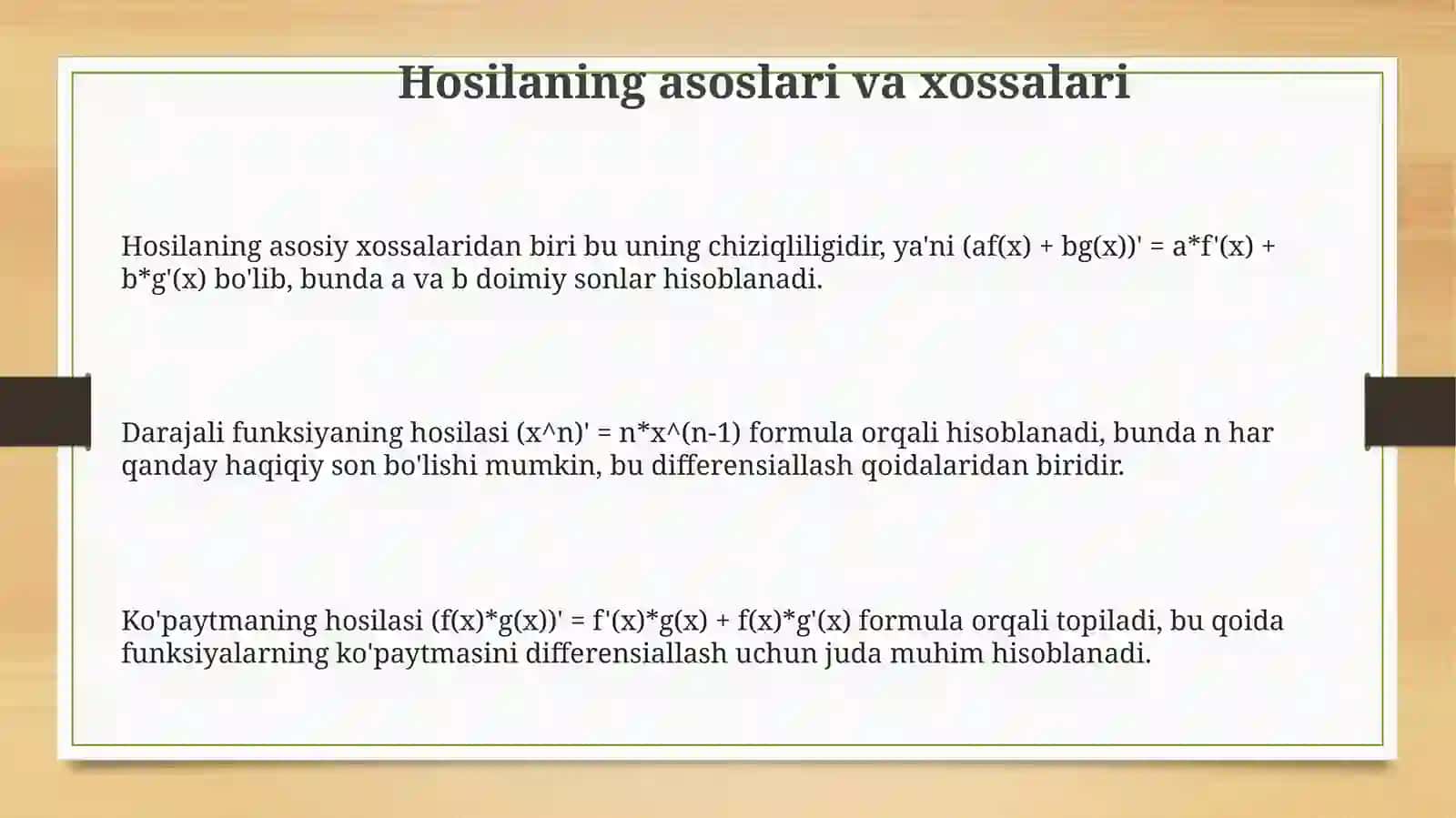 Hosilani tadbiqlari. Hisila yordamida funksiyani toʻla tekshirish 3