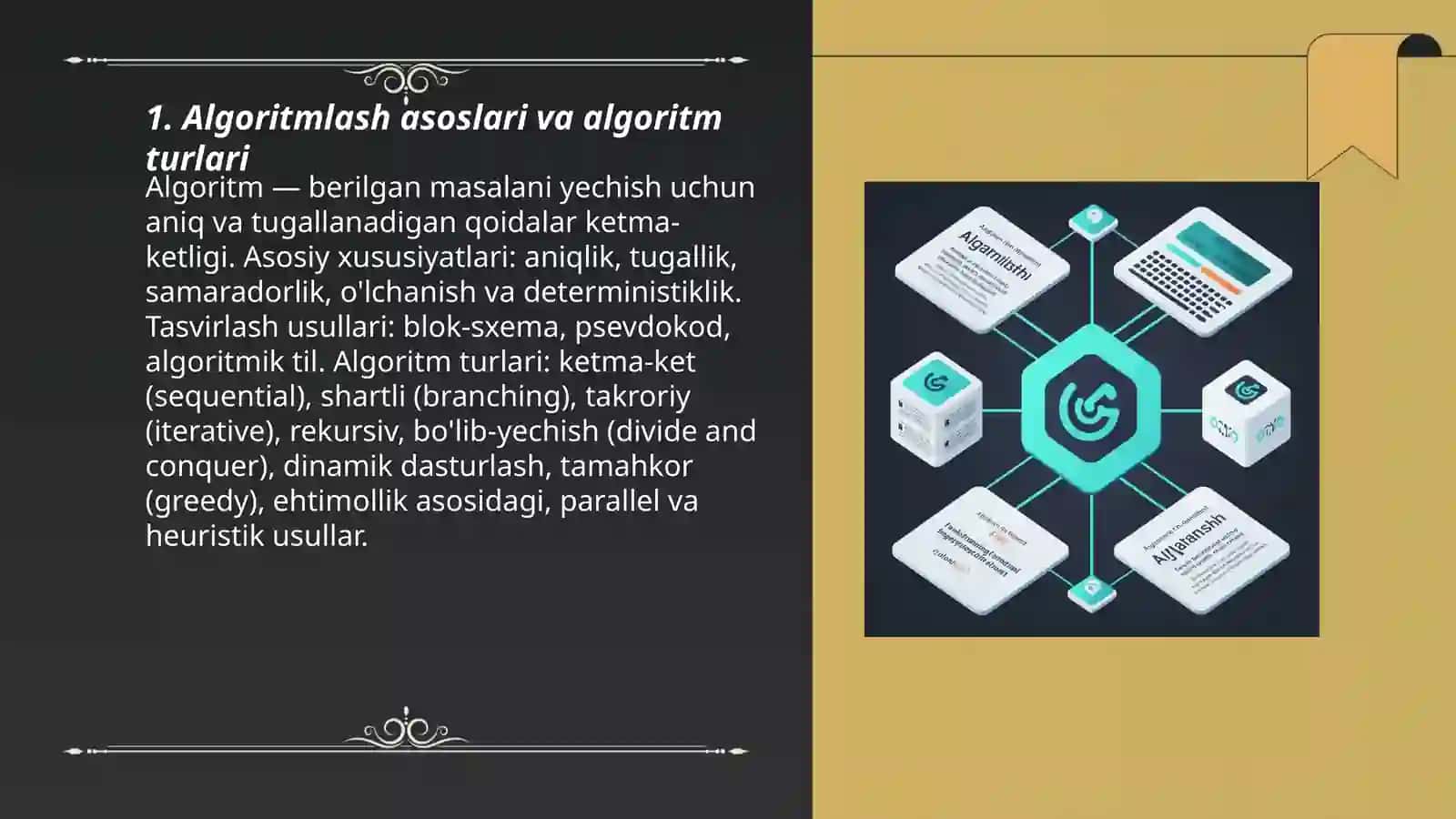 Algaritmlash usullari. Dasturlashtirish tillari 3