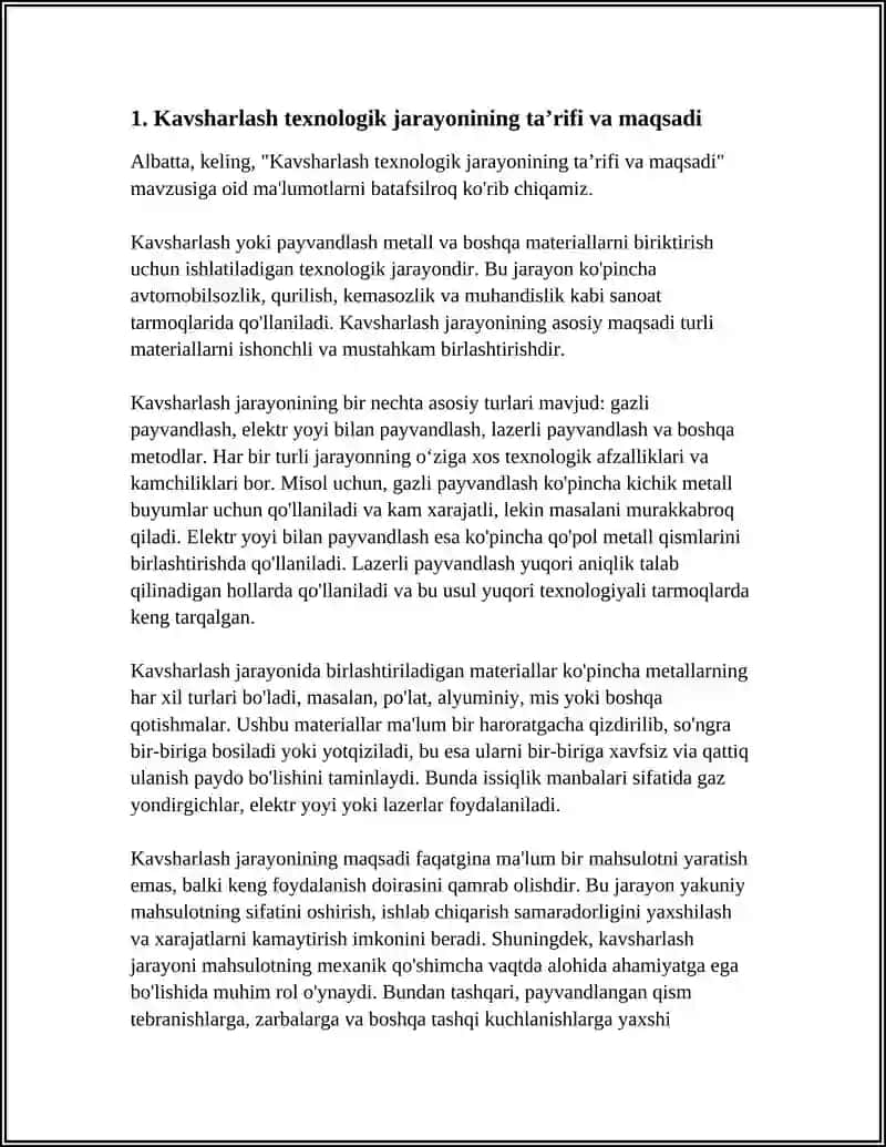 Kavsharlash texnologik jarayoni 3
