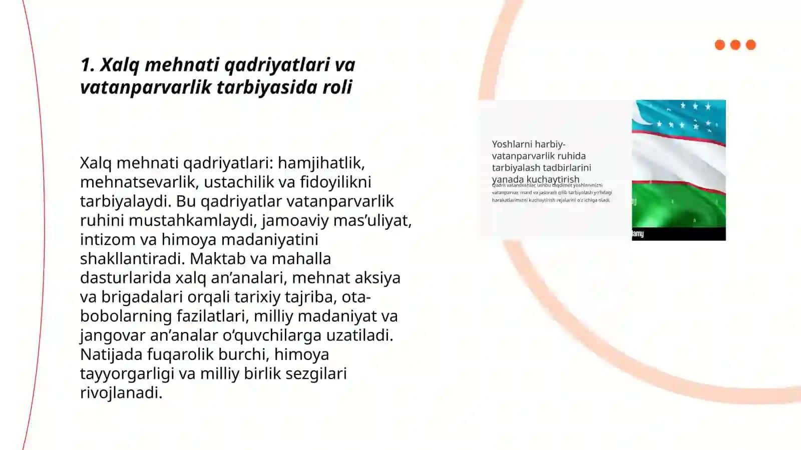Xalq mehnati va vatanparvarlik tarbiyasida roli 3
