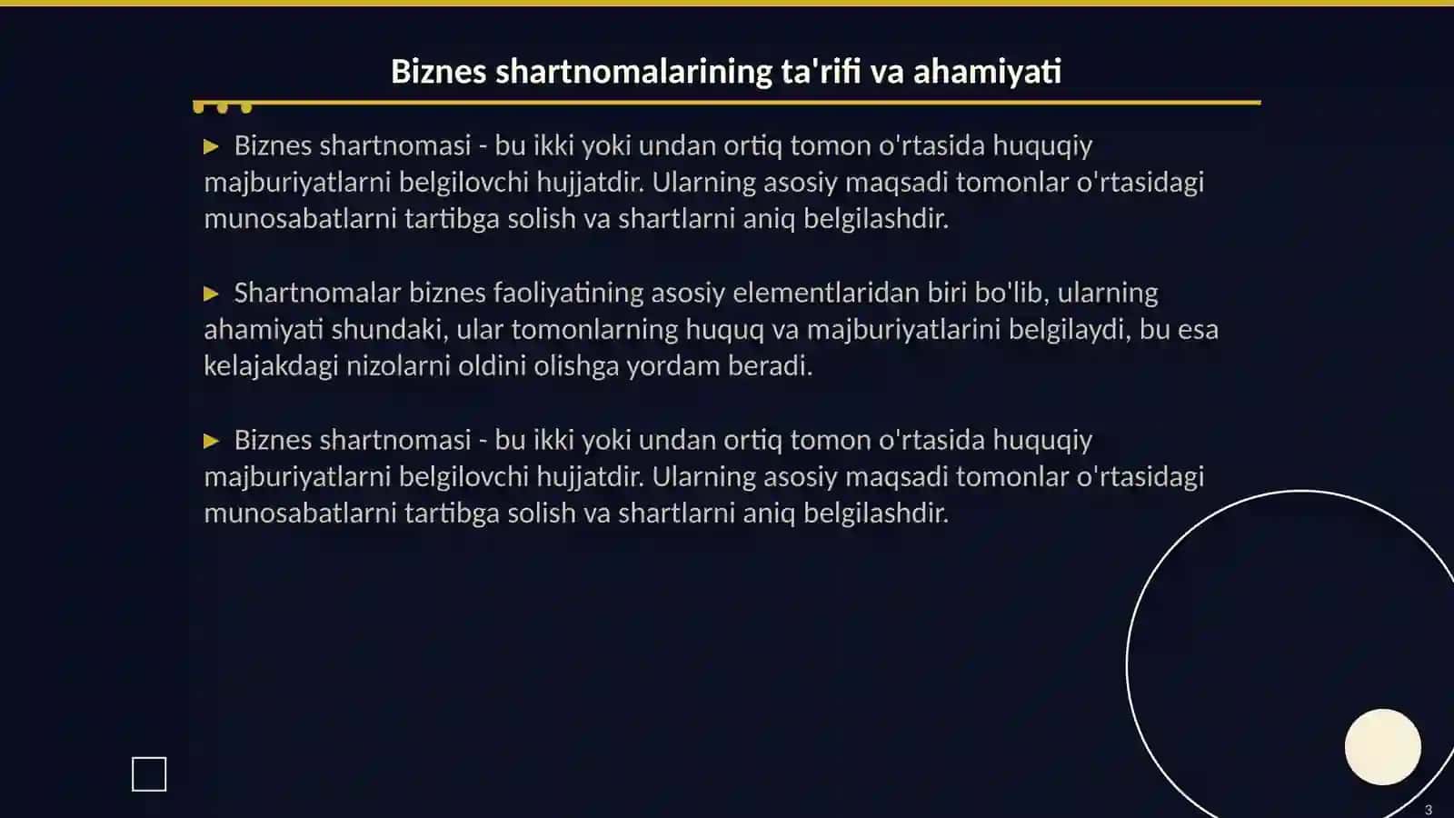 Biznes shartnomalarini tuzish va bajarish tartibi 3