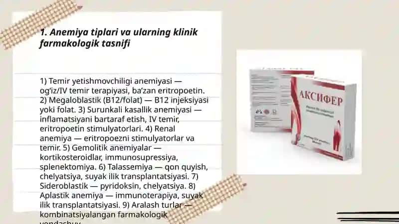 Anemiya sindromini ratsional davolashga klinik farmakalogik yondashuv 3