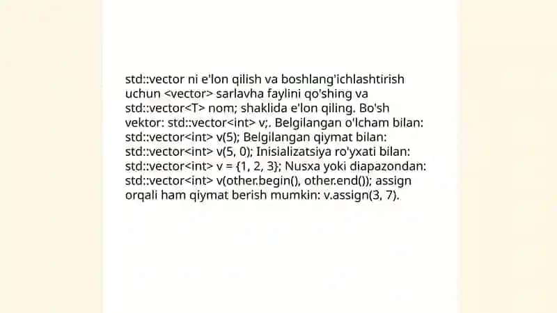 Vektorlarni tashkil qilish c++ 3