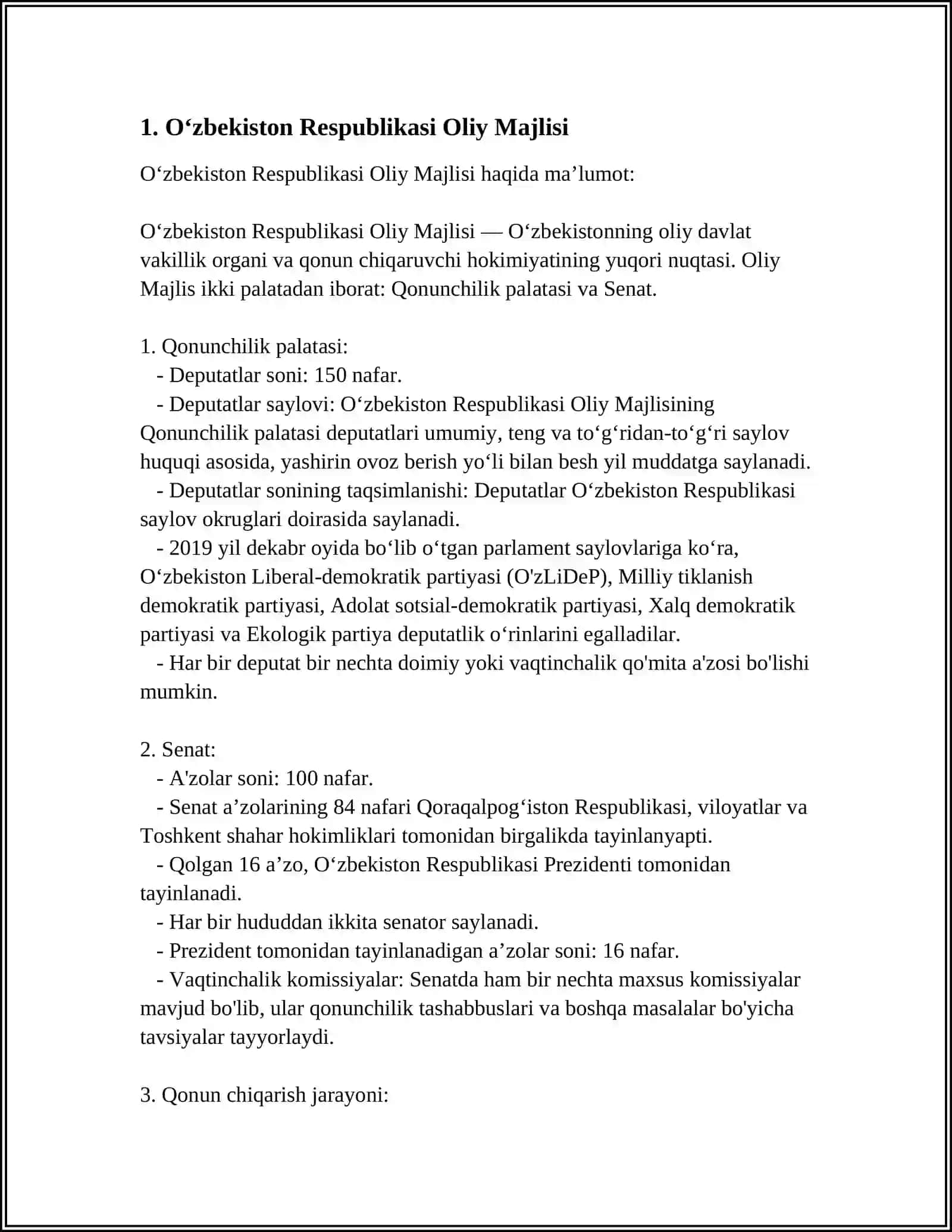 Oʻzbekiston Respublikasi Oliy Majlisi 3