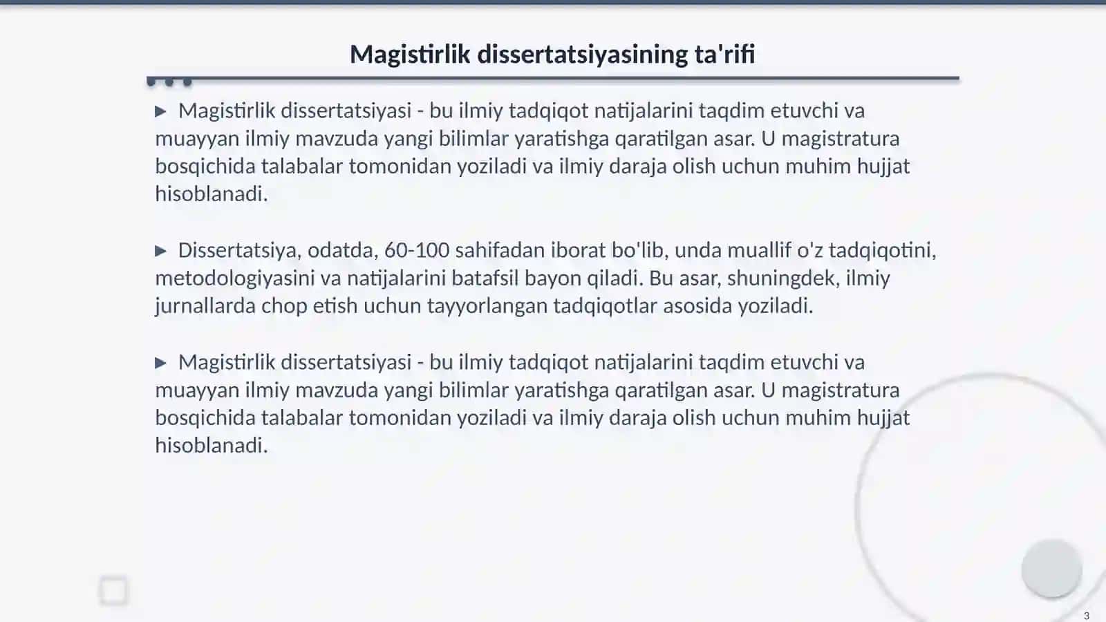 Magistirlik dissertatsiyasining tushunchasi va tuzilishi 3