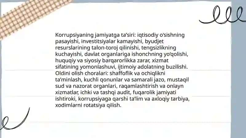 Jamiyatda korrupsiyaga qarshi kurashish choralari 3