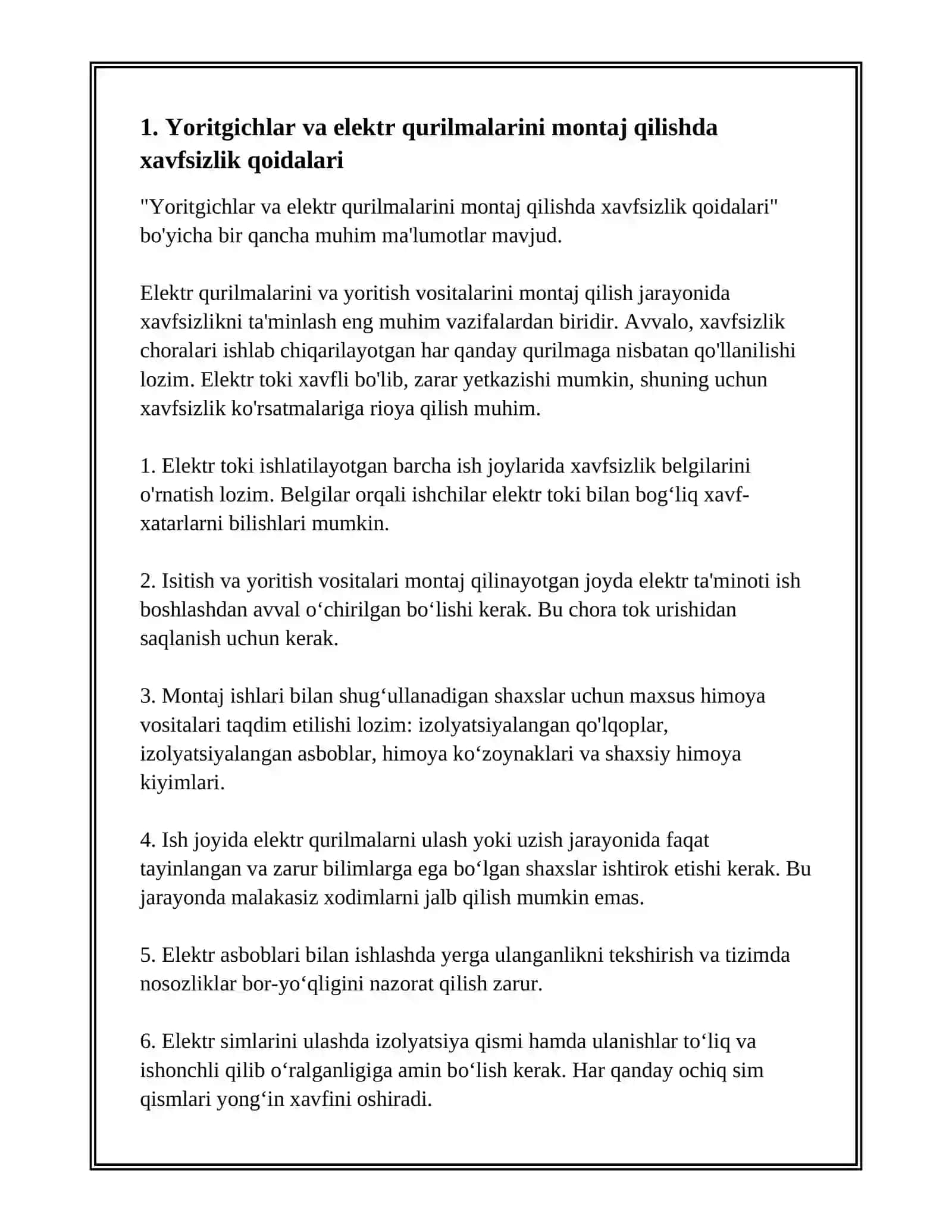 Yoritish va Elektr Qurilmalarini Mantaj Qilish 3