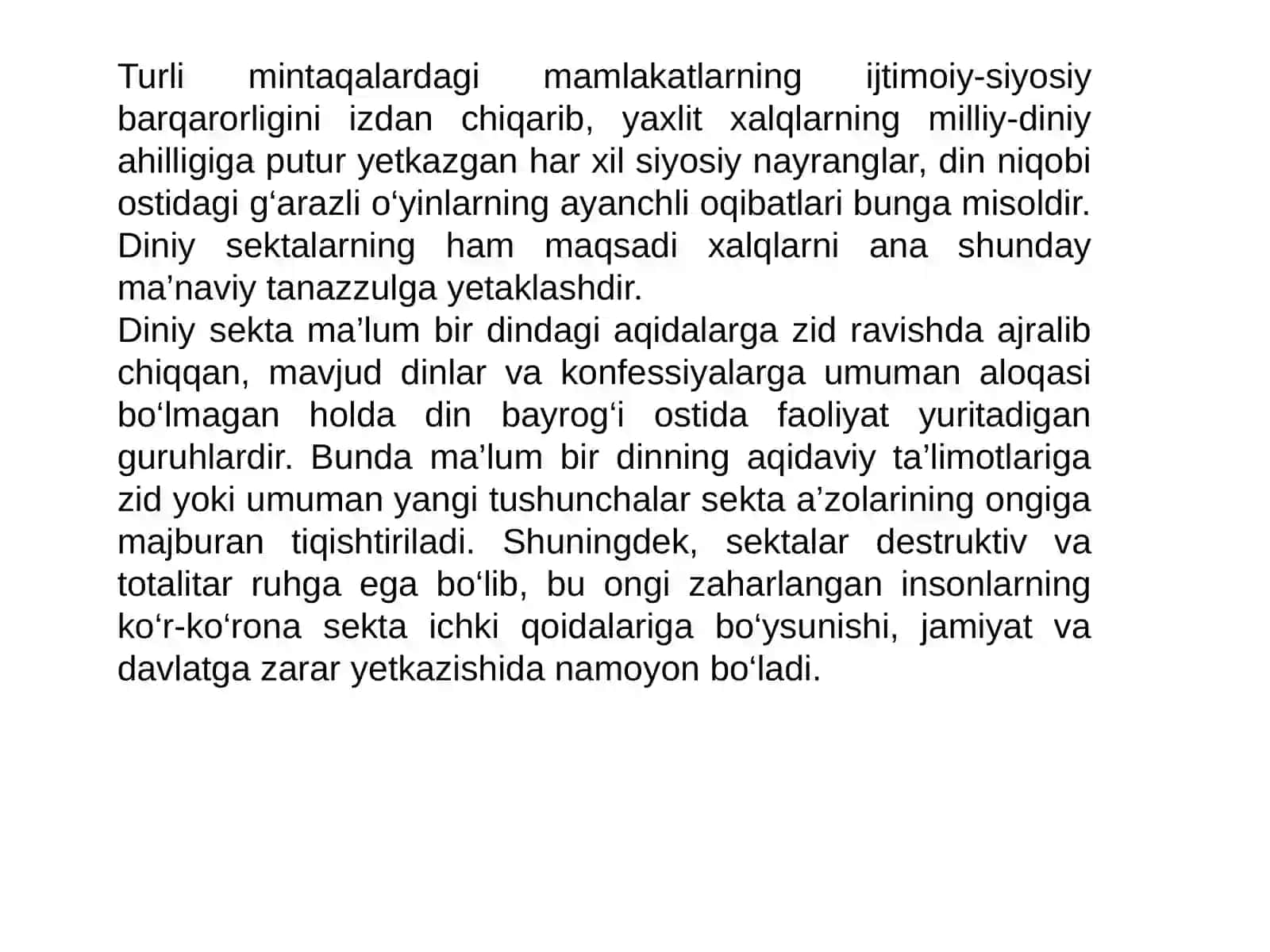 DINIY SEKTALAR QANDAY QILIB TO‘G‘RI YO‘LDAN ADASHTIRADI? 3