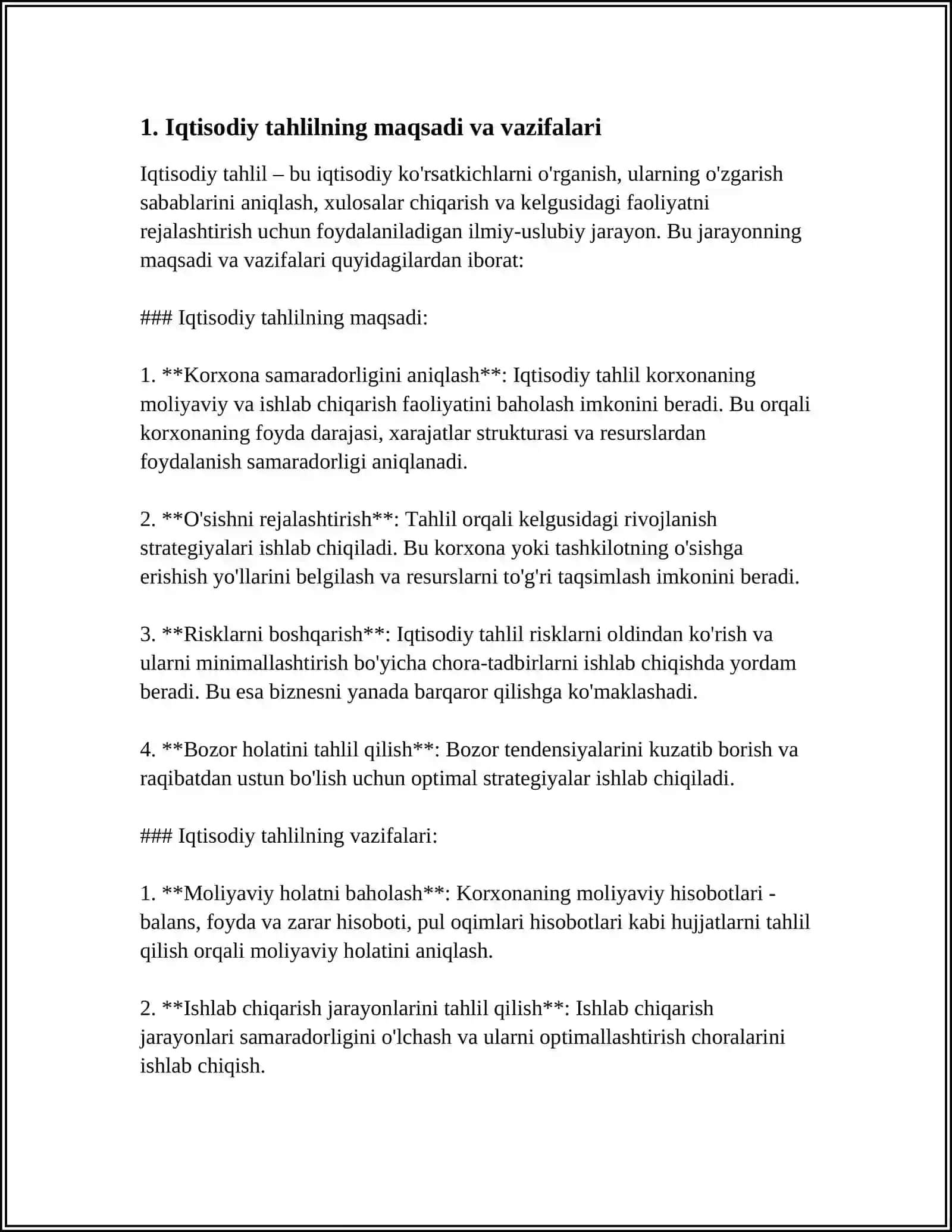 IQTISODIY TAHLIL FANING PRIDMETI, ASOSIY VAZIFALARI VA TAMOYILLARI 3