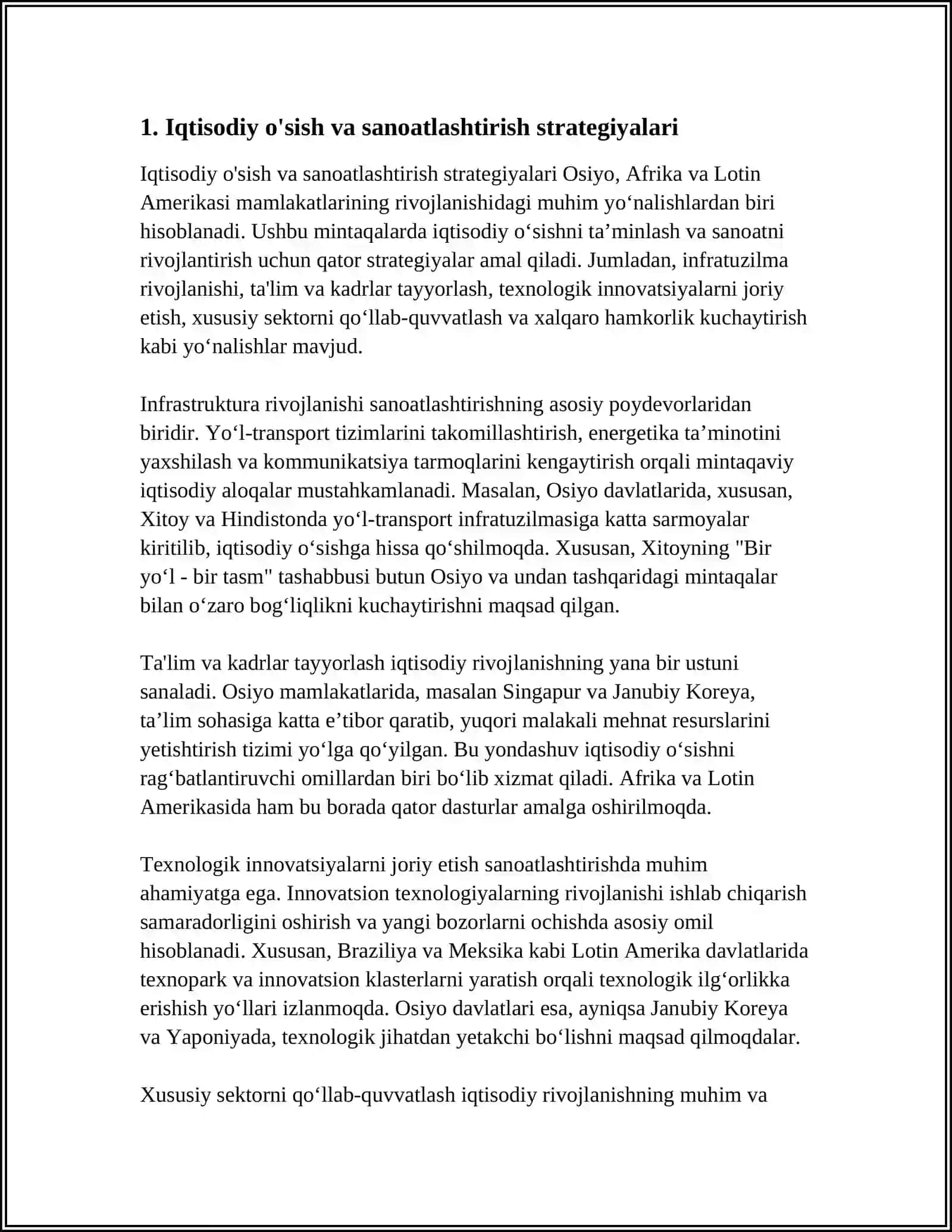 OSIYO AFRIKA VA LOTIN AMERIKA MAMLAKATLARI RIVOJLANISHINING ASOSIY YOʻNALISHLARI 3