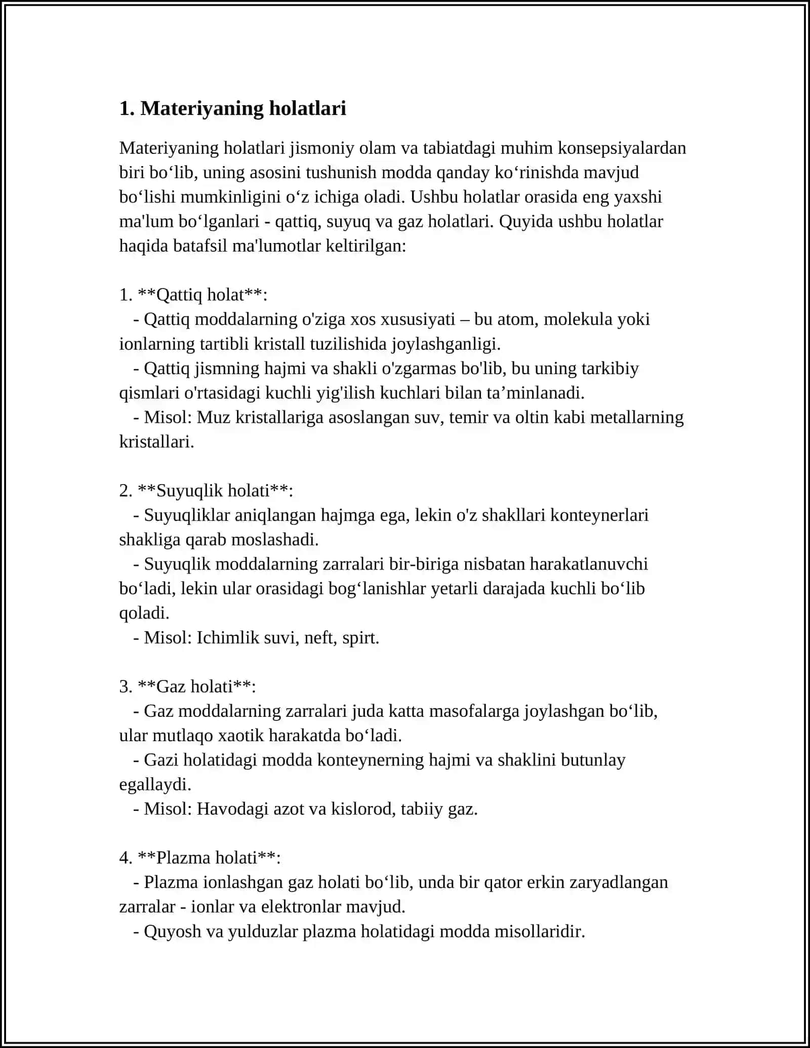 MATERIYA KATEGORIYASI.MATERIYA XOSSALARI 3