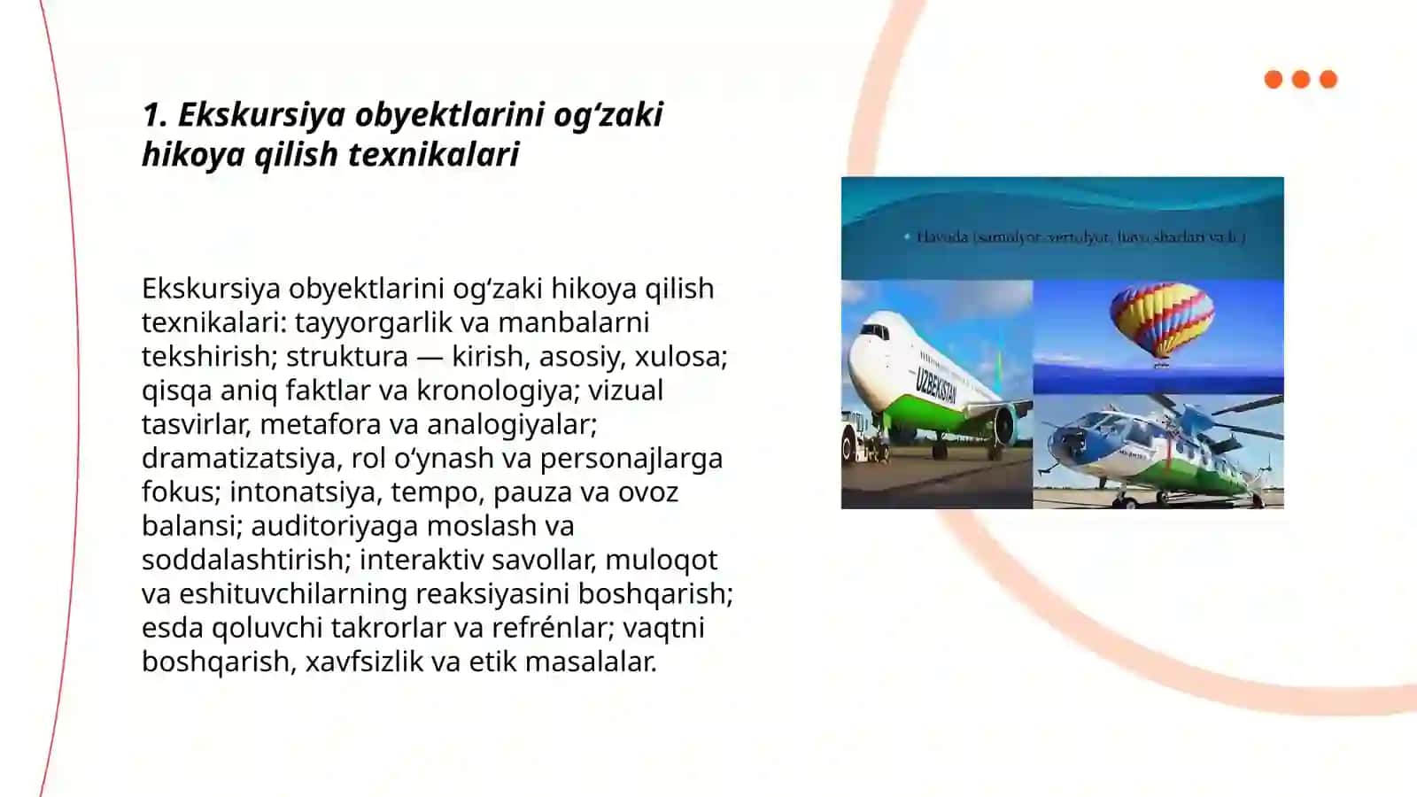 Turizm sohasida ekskursiya xizmati obyektlalarni hikoya qilish usullari 3