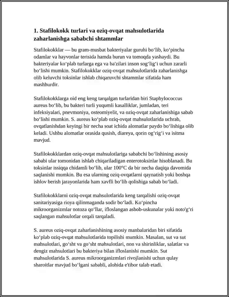 STAFILOKOKKNING BILAN OZIQ-OVQAT MAHSULOTLARIDA ZAHARLANISHI 3