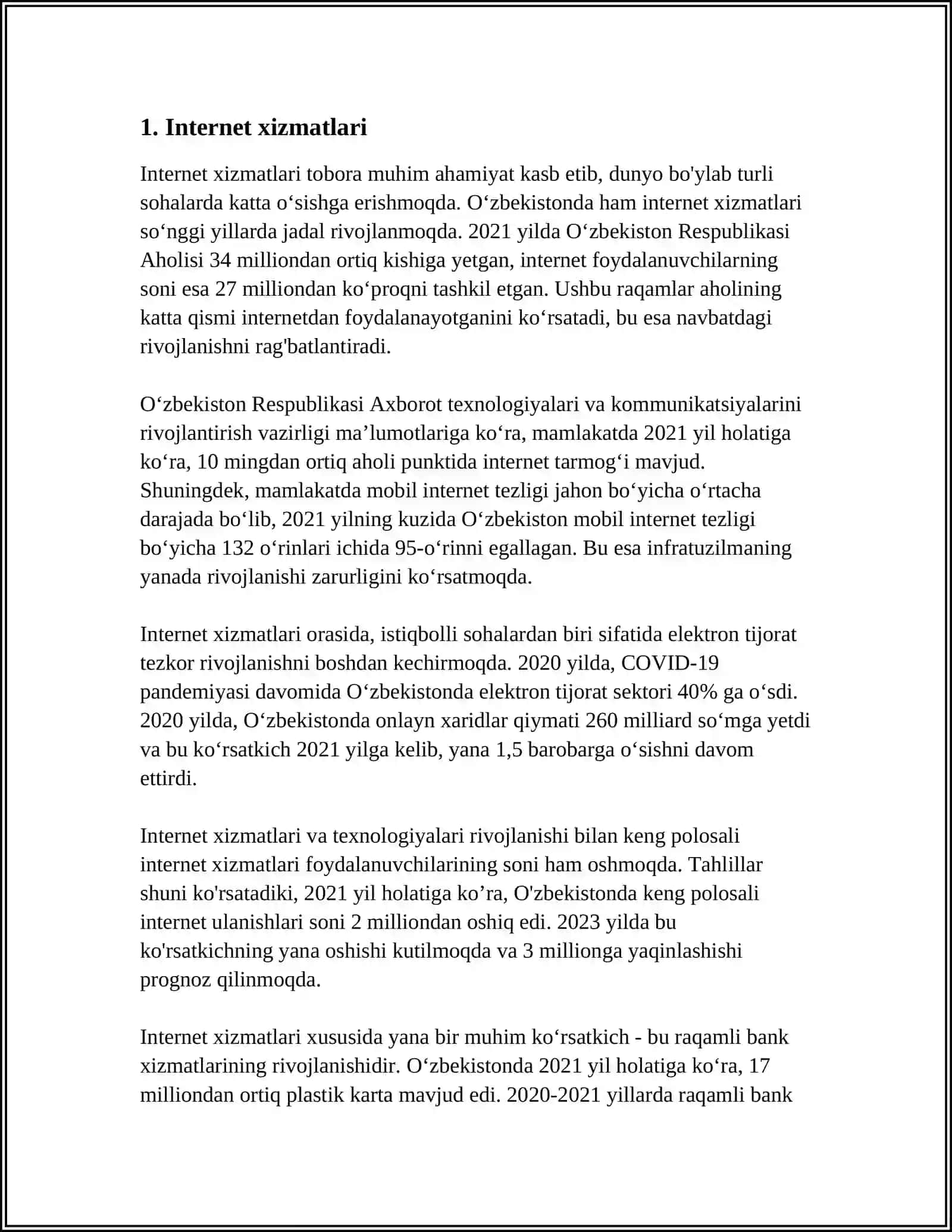 MUSTAQIL ISH Mavzu: INTERAKTIV XIZMATLAR VA ULAR BILAN ISHLASH 3