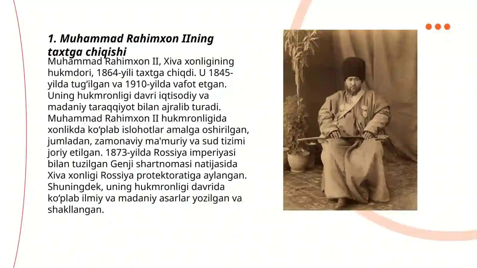 Xiva xoni Muhammad Rahimxon Il ning siyosiy portreti 3