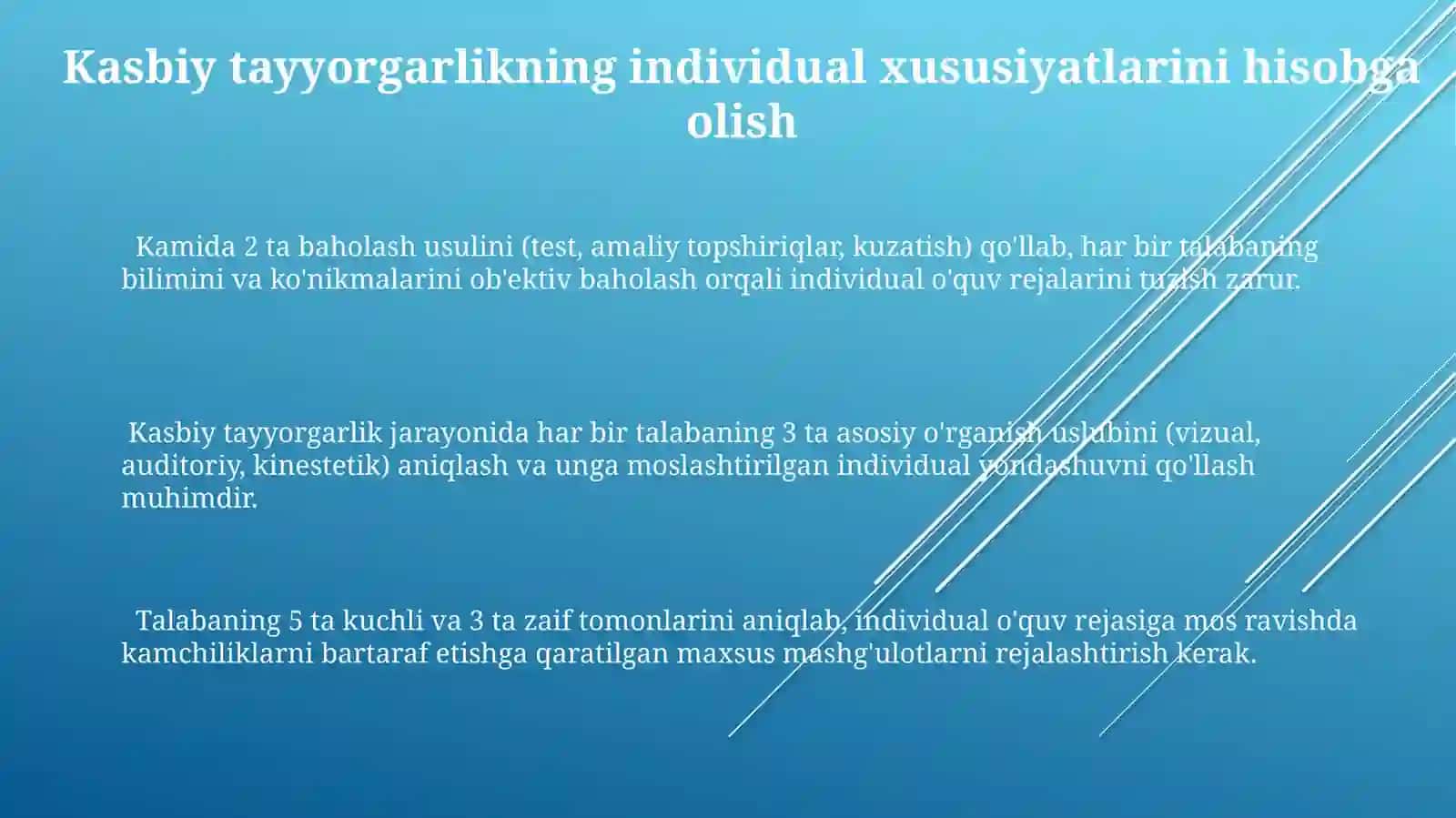 Gospital pedagogikani kichik guruhlarda yoki individual tashkil etishning xususiyatlari 3
