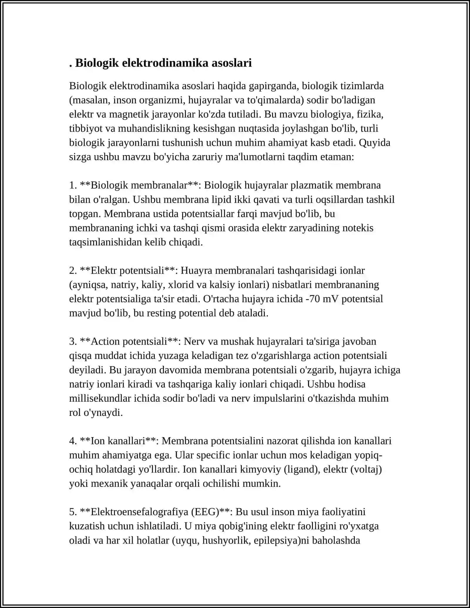 BIOLOGIK ELEKTRODINAMIKA. O’ZGARUVCHAN VA O’ZGARMAS TOK. QARSHILIK 3
