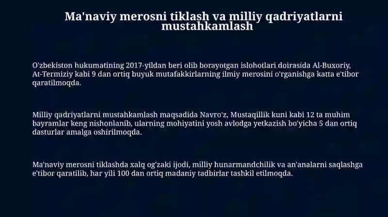 Ma'naviy O'zbekistonda Amalga Oshirilayotgan Ma'naviy O'zgarishlar 3
