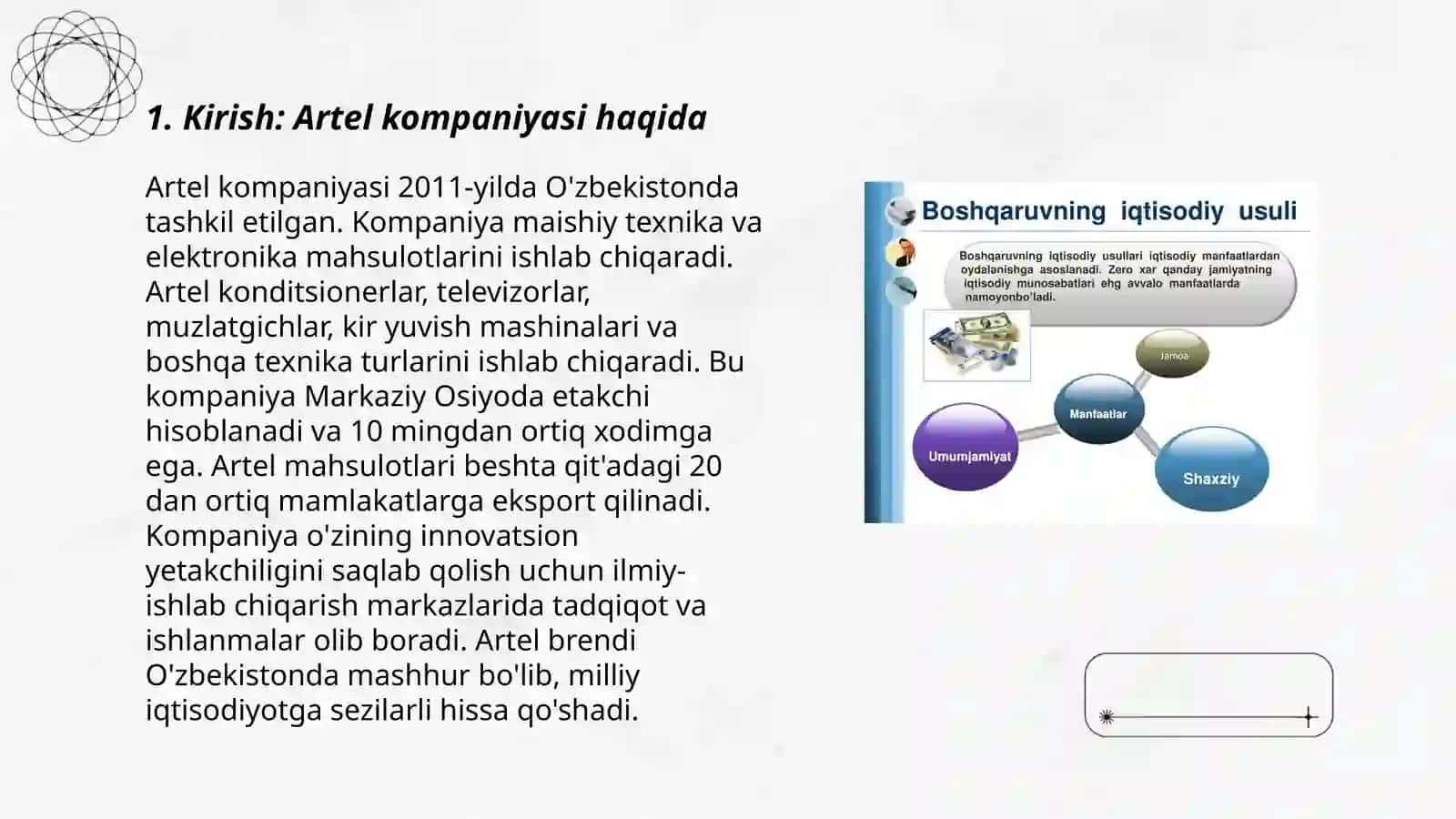 Artel kompaniyasi iqtisodiy tahlili 3