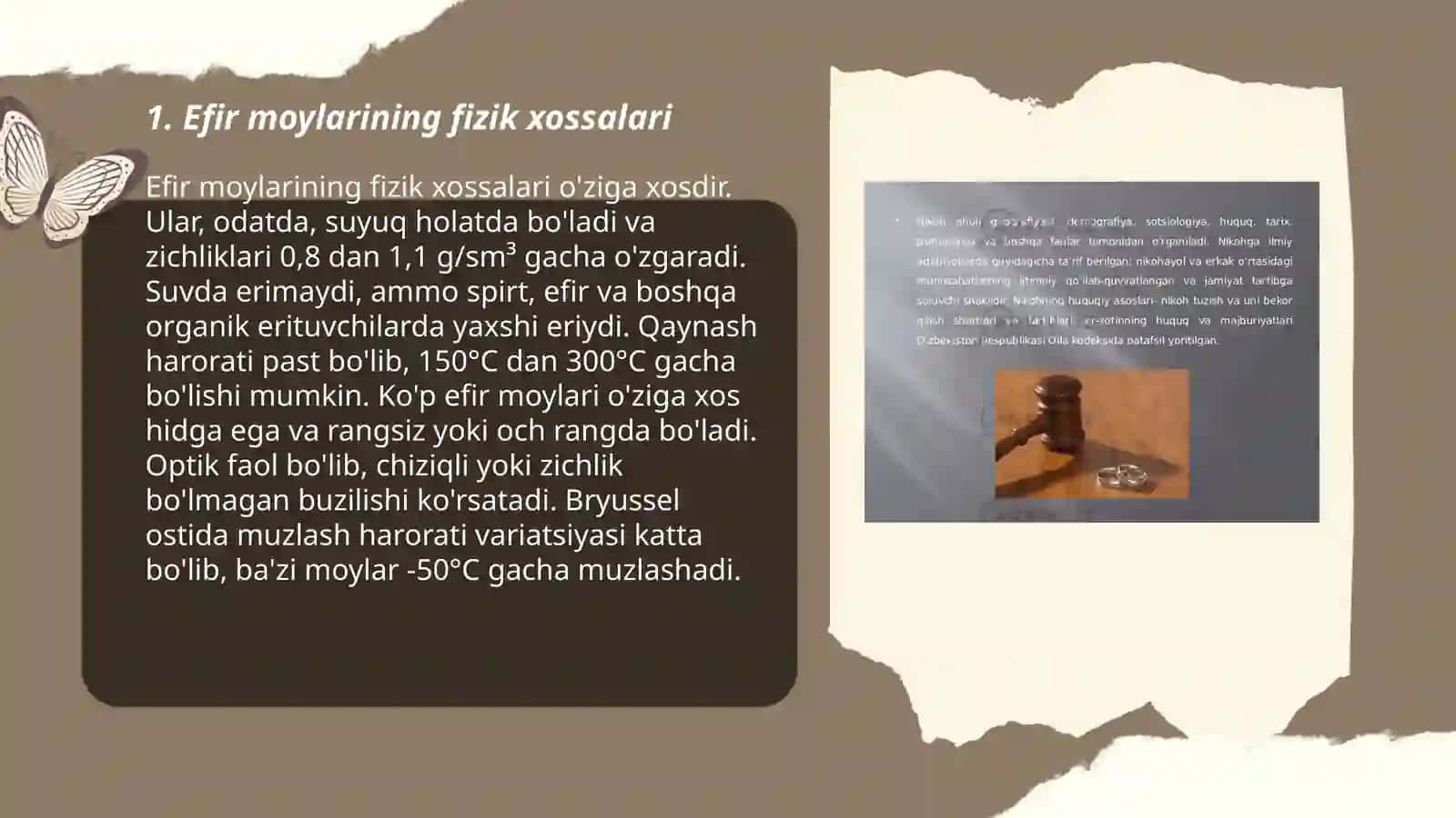 Efir moylarining fizik konstantalari-zichligini, qutublangan nur tekisligini og'dirish ko'rsatkichini va eruvchanligini aniqlash 3