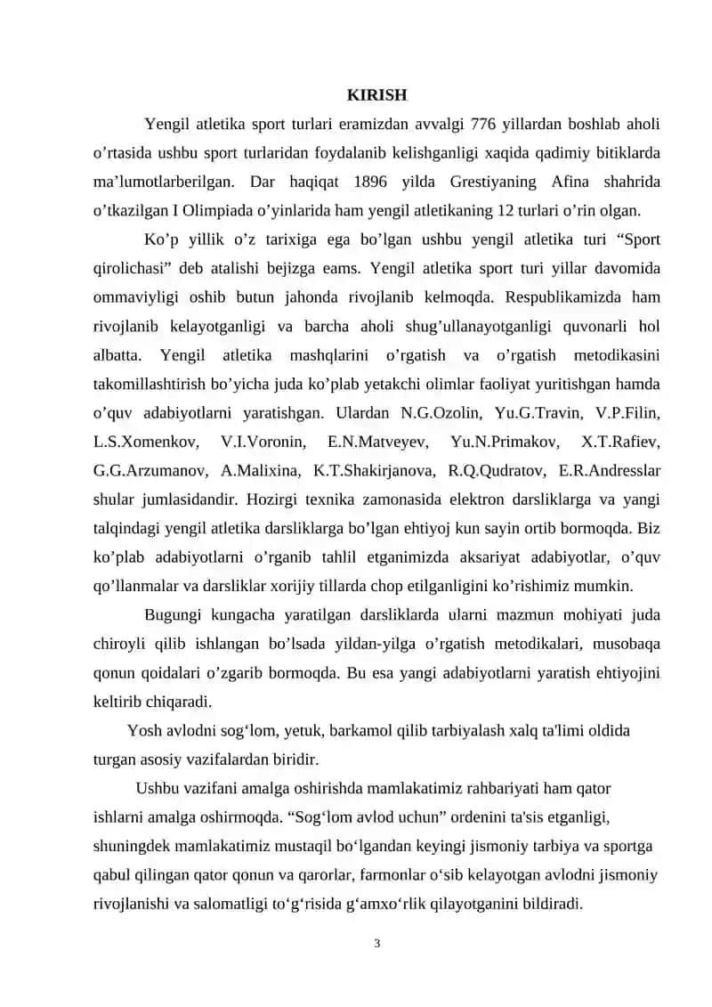YENGIL ATLETIKA SPORT JIHOZLARIDA MASHQLAR BAJARISH BOʻYICHA MAHORATINI OSHIRISH 3