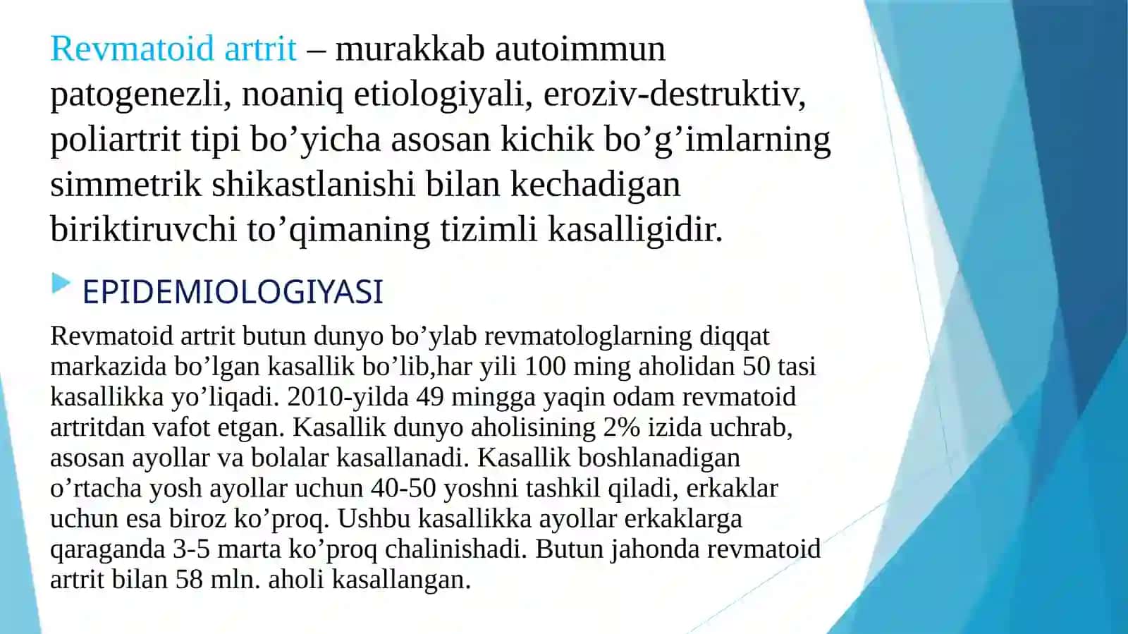 Revmatoidartritkasalligining zamonaviy davolash usullari 3