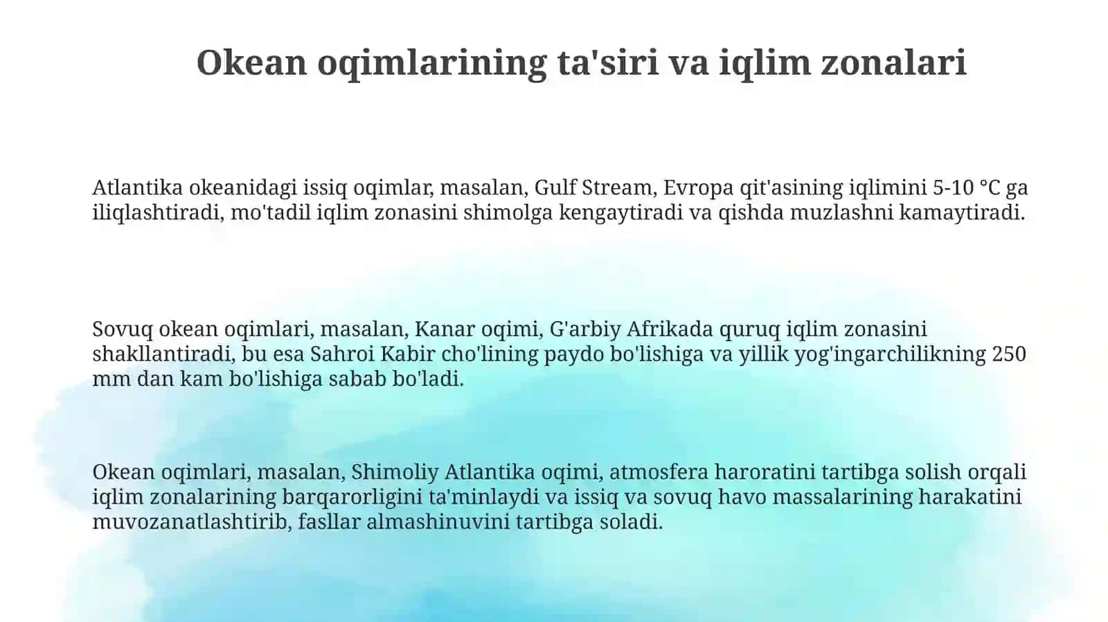 Atlantika Okeanini Atrofda Gimatieriklar Tabiati G'atasirini O'rganish 3