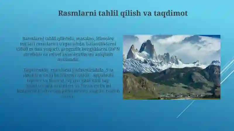 Togʻlar va ularning geografik tarqalishi mavzusida 3