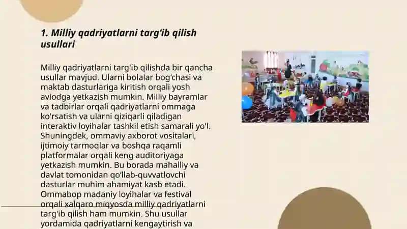 Milliy qadriyatlarni targ‘ib qilish usullari 3