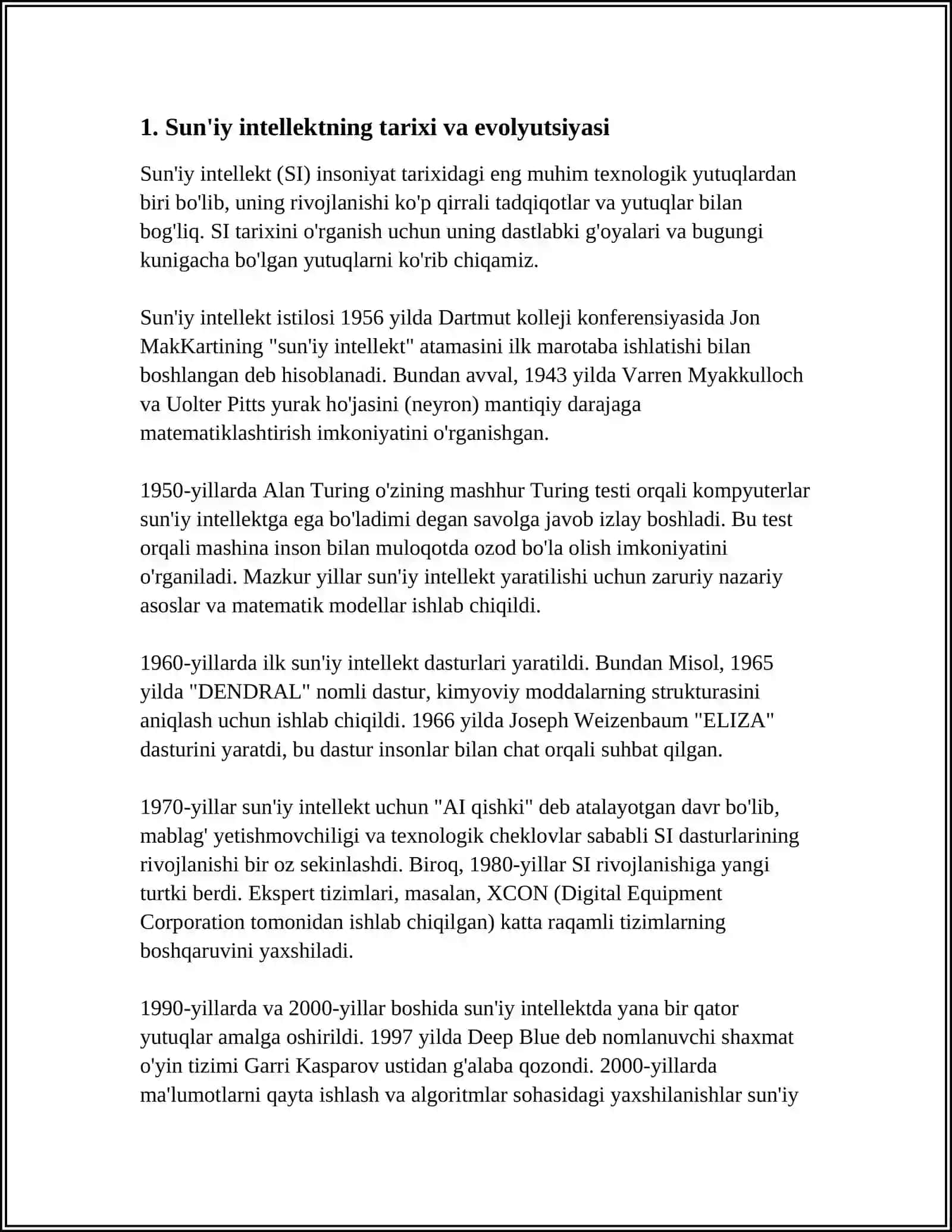 SUNʼIY INTELEKTNING RIVOJLANISHI VA ULARDAN FOYDALANISH 3