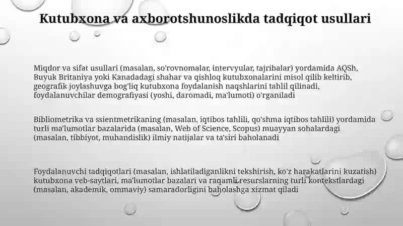 Kutubxonashunoslik fanining metadalogiyasi 3