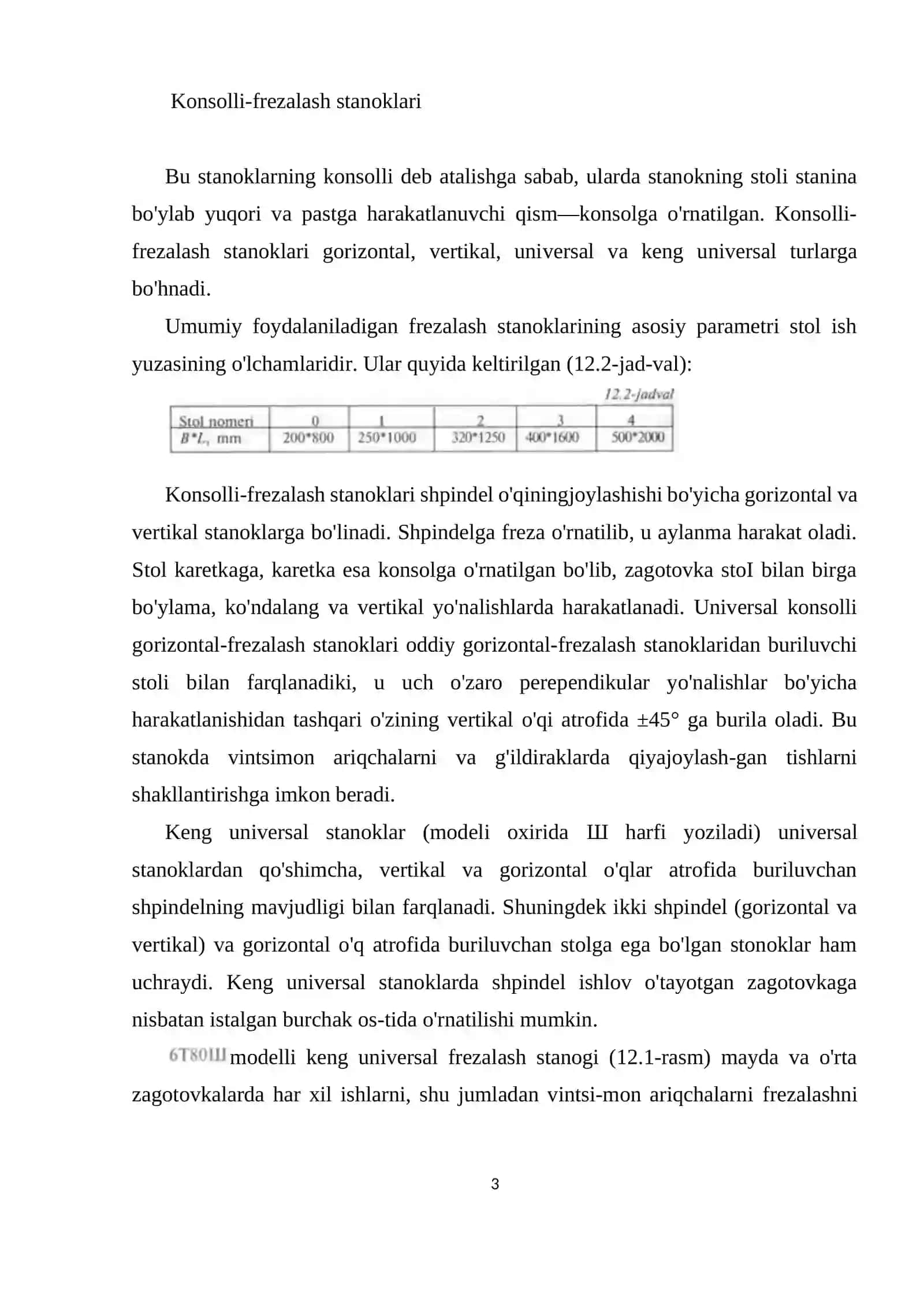 FREZALAR KLASSIFIKATSIYASI, QO’LLANISH MIQYOSI VA ALOHIDA XUSUSIYATLARI 3