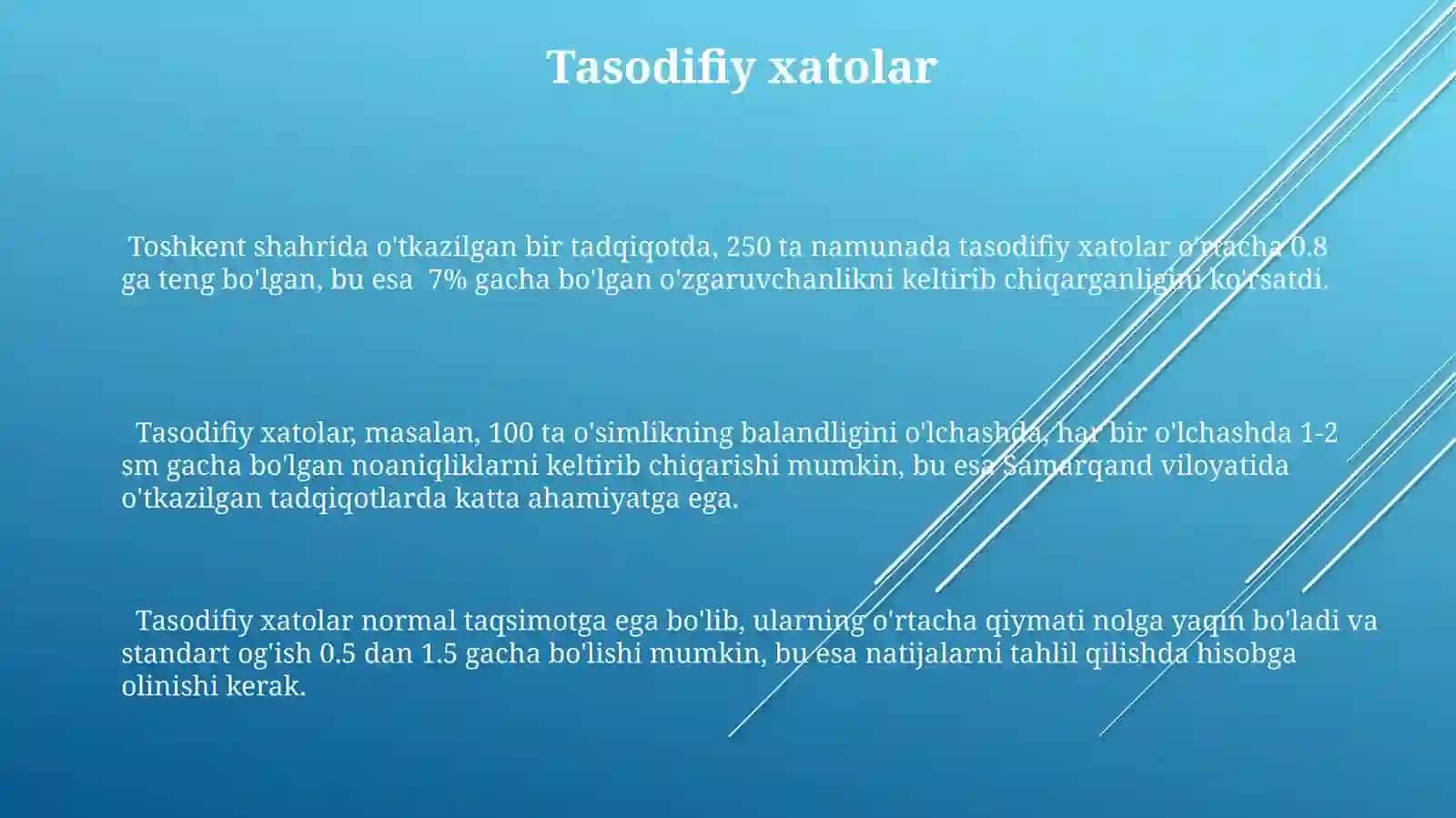 Statistik kuzatish xatolari va ularning aniqlash yoʻllari 3