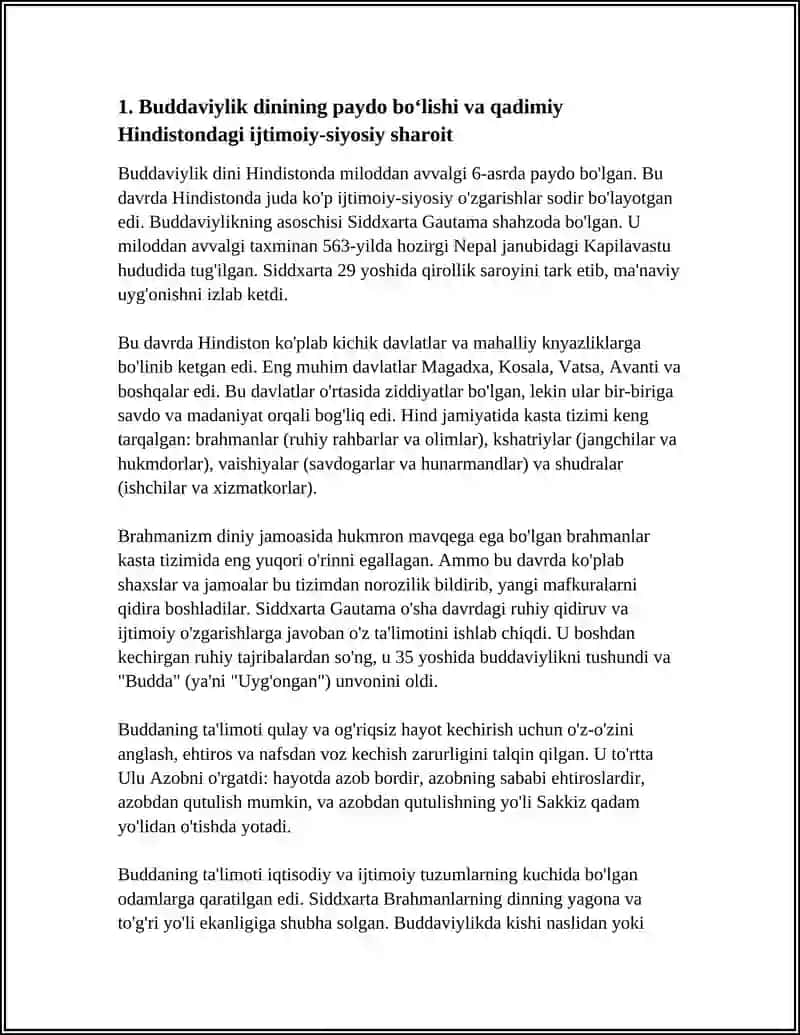 Mavzu: BUDDAVIYLIK DININING PAYDO BOʻLISH TARIXI, ASOSIY TAʼLIMOTLARI, OQIMLARI VA MANBALARI 3