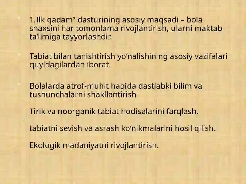 ILK QADAM DAVLAT O’QUV DASTURIDATABIAT BILAN TANISHTIISH 3